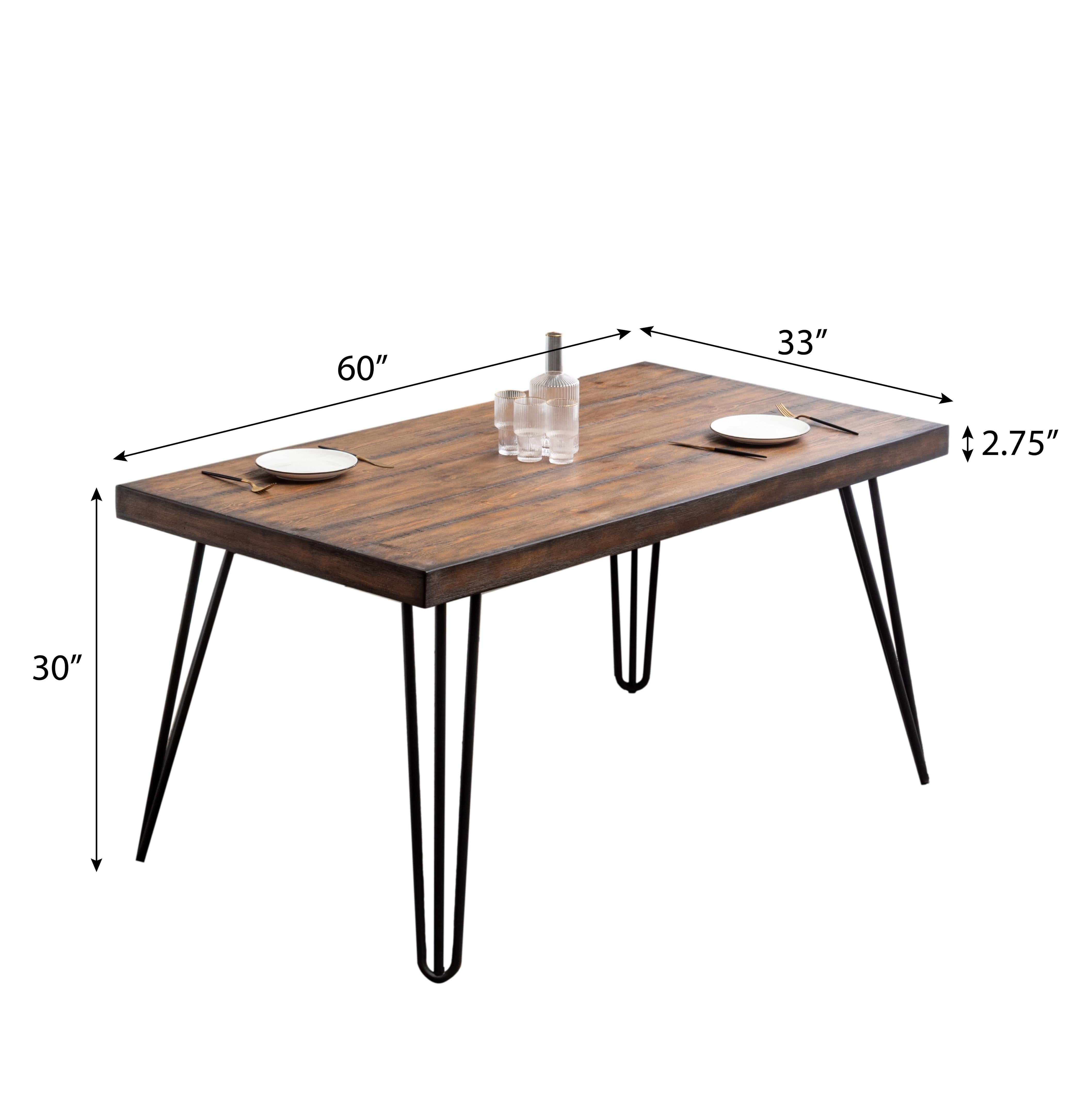 Roundhill Furniture Amisos 6-Piece Dining Set - Hairpin Leg Dining Table with 4 Chairs & Wooden Bench | Modern Kitchen & Dining Room Furniture for Small Spaces