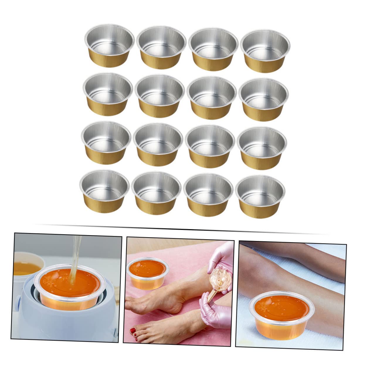 iPetboom 100 Pcs Golden Aluminum Foil Wax Melting Bowls - Mini Wax Warmer Containers for Hair Removal, Hard Wax Beads & Fragrance Wax | Perfect for Salon, Spa & At-Home Waxing Kits (BPA-Free, Durable)