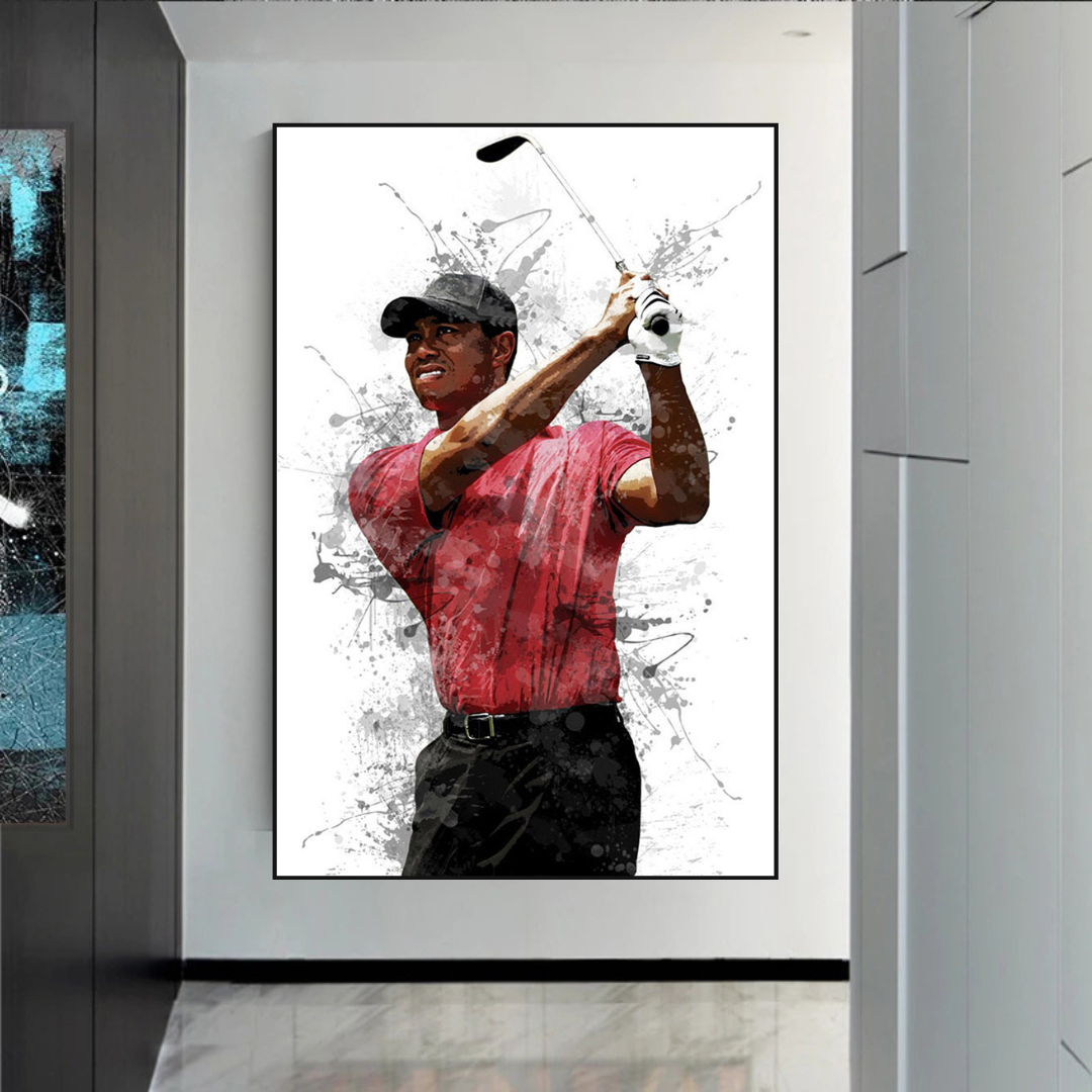 Tiger Woods Canvas Wall Art - Premium Sports Memorabilia for Golf Lovers | Perfect for Home, Office & Man Cave Decor