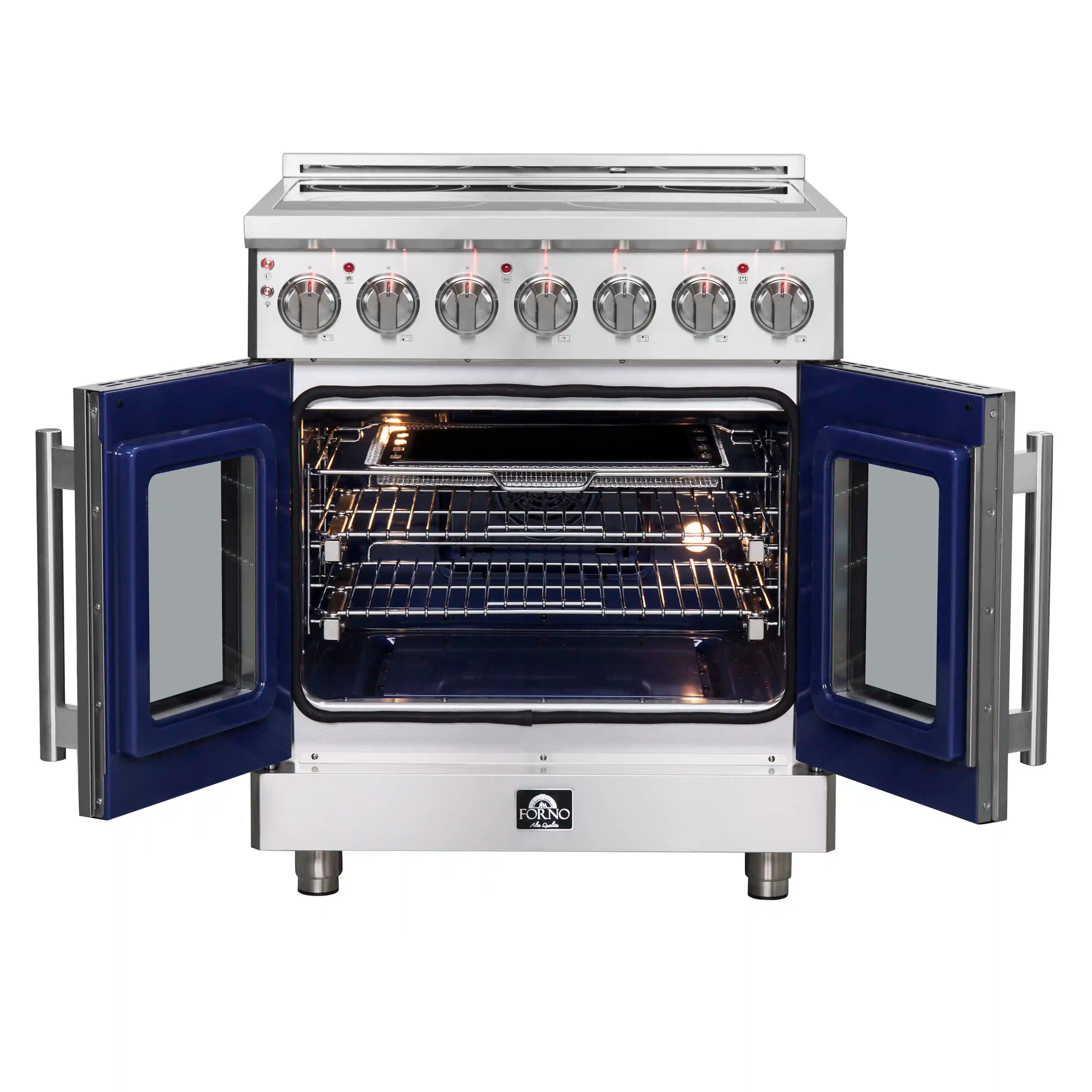 Forno Massimo 30 Inch Freestanding French Door Electric Range - Stainless Steel (FFSEL6955 30) | Professional Kitchen Appliance for Home Cooking & Baking
