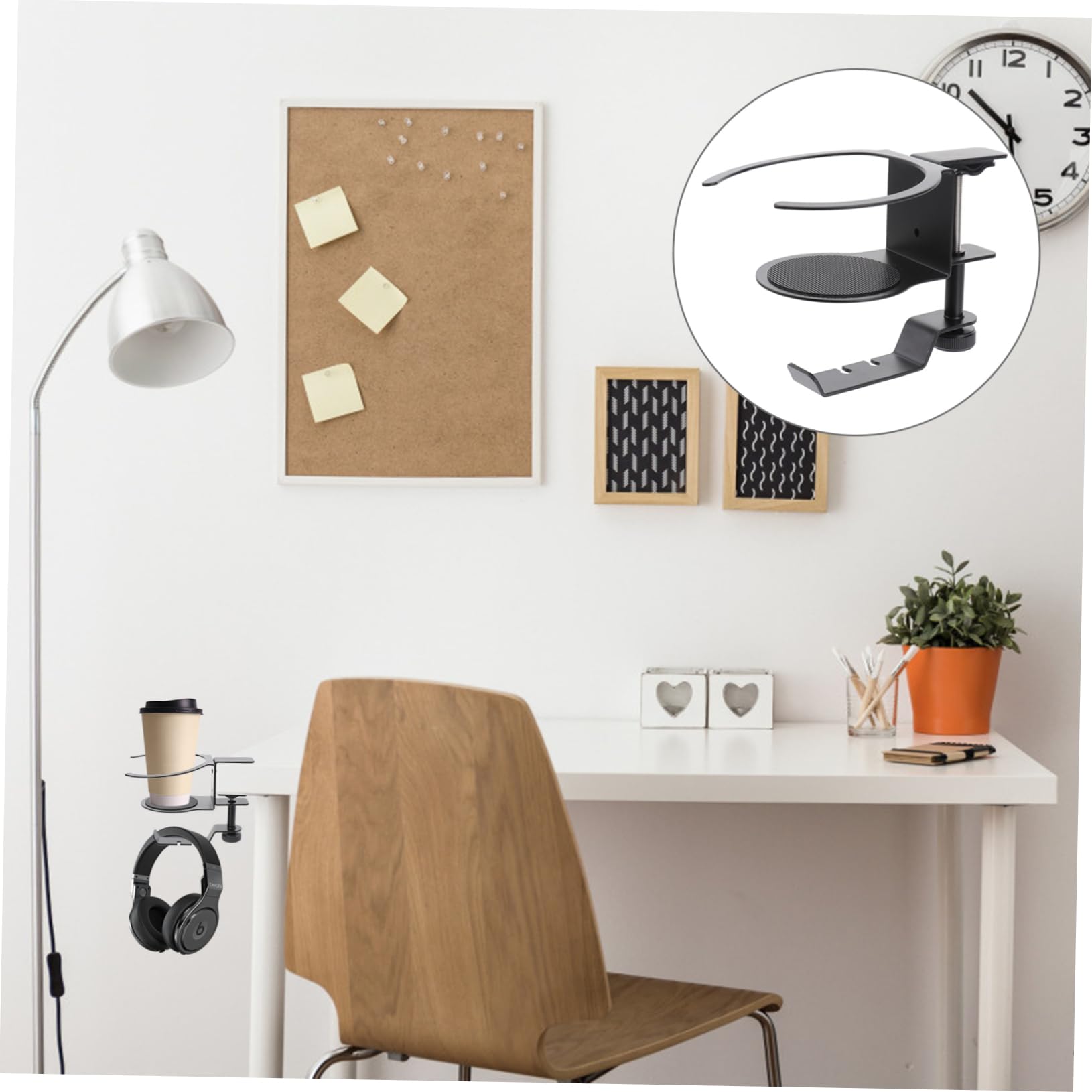 Hemobllo Headphone Stand with Cup Holder - Adjustable Desk Hook for Headphones & Headsets | Perfect for Gaming Setup, Office Desk, and Home Organization