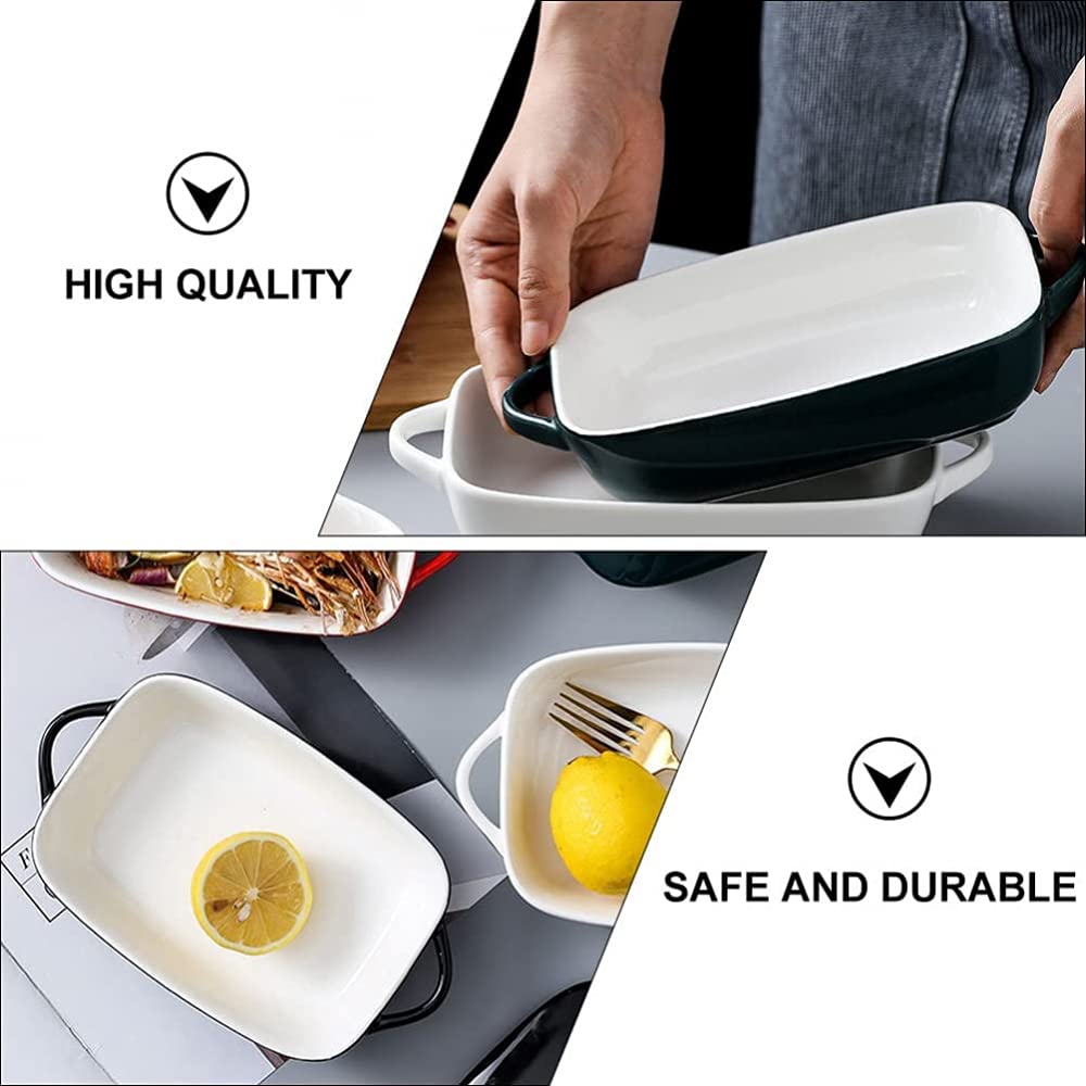 Ceramic Casserole Dish with Lid - Rectangular Baking Pan for Lasagna & Cakes | Oven & Microwave Safe