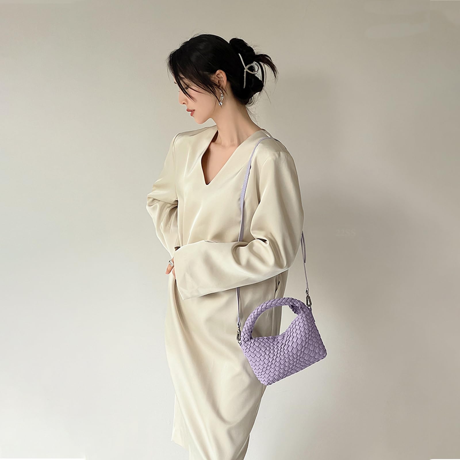 JINMANXUE Small Hand Woven Handbags for Women - Stylish Shoulder Crossbody Purse & Top Handle Hobo Tote Bag - Perfect for Casual Outings, Shopping, and Travel
