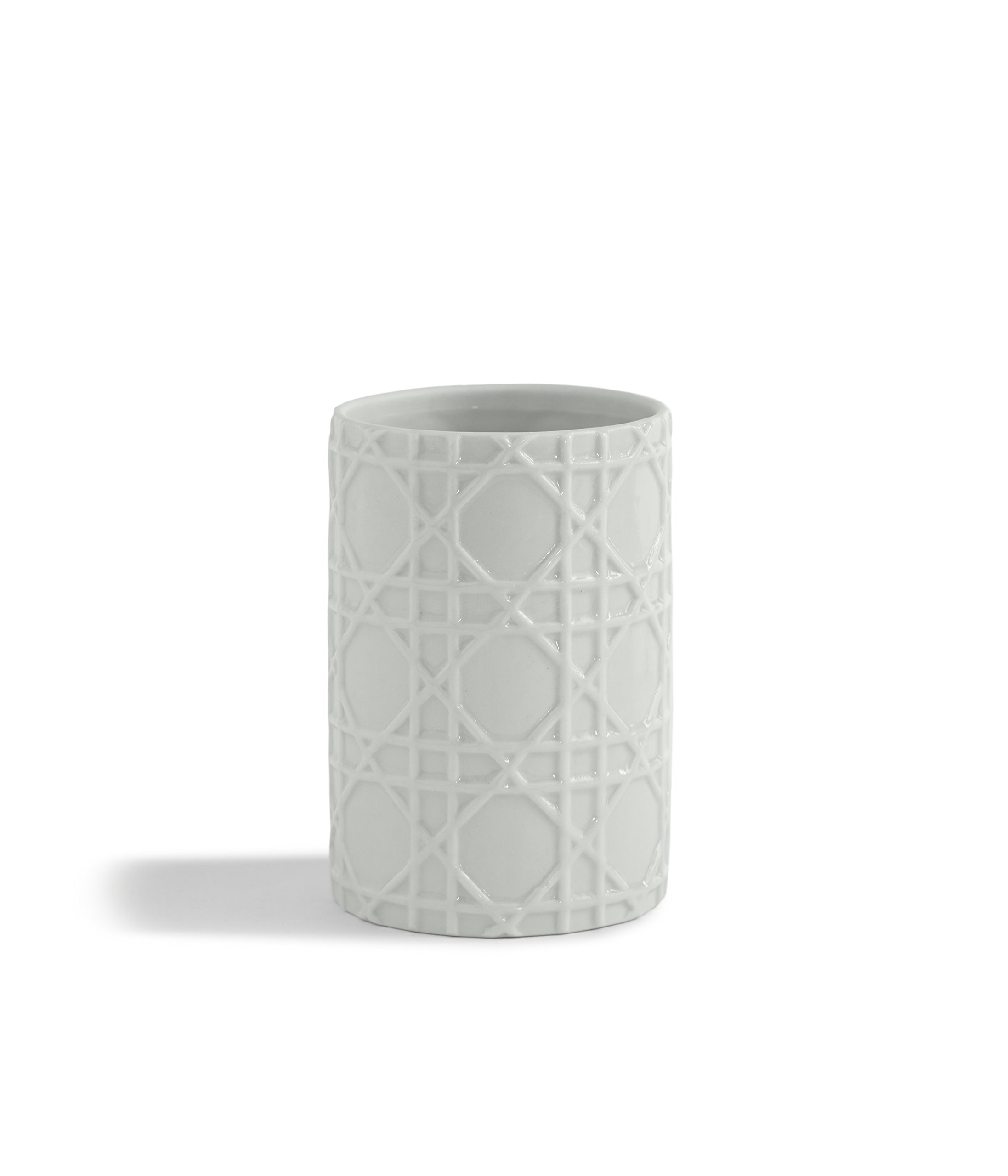 Kassatex ARN-T Rattan Tumbler - 16oz Insulated Stainless Steel Cup with Lid & Straw, Perfect for Iced Coffee, Smoothies & Outdoor Picnics - White