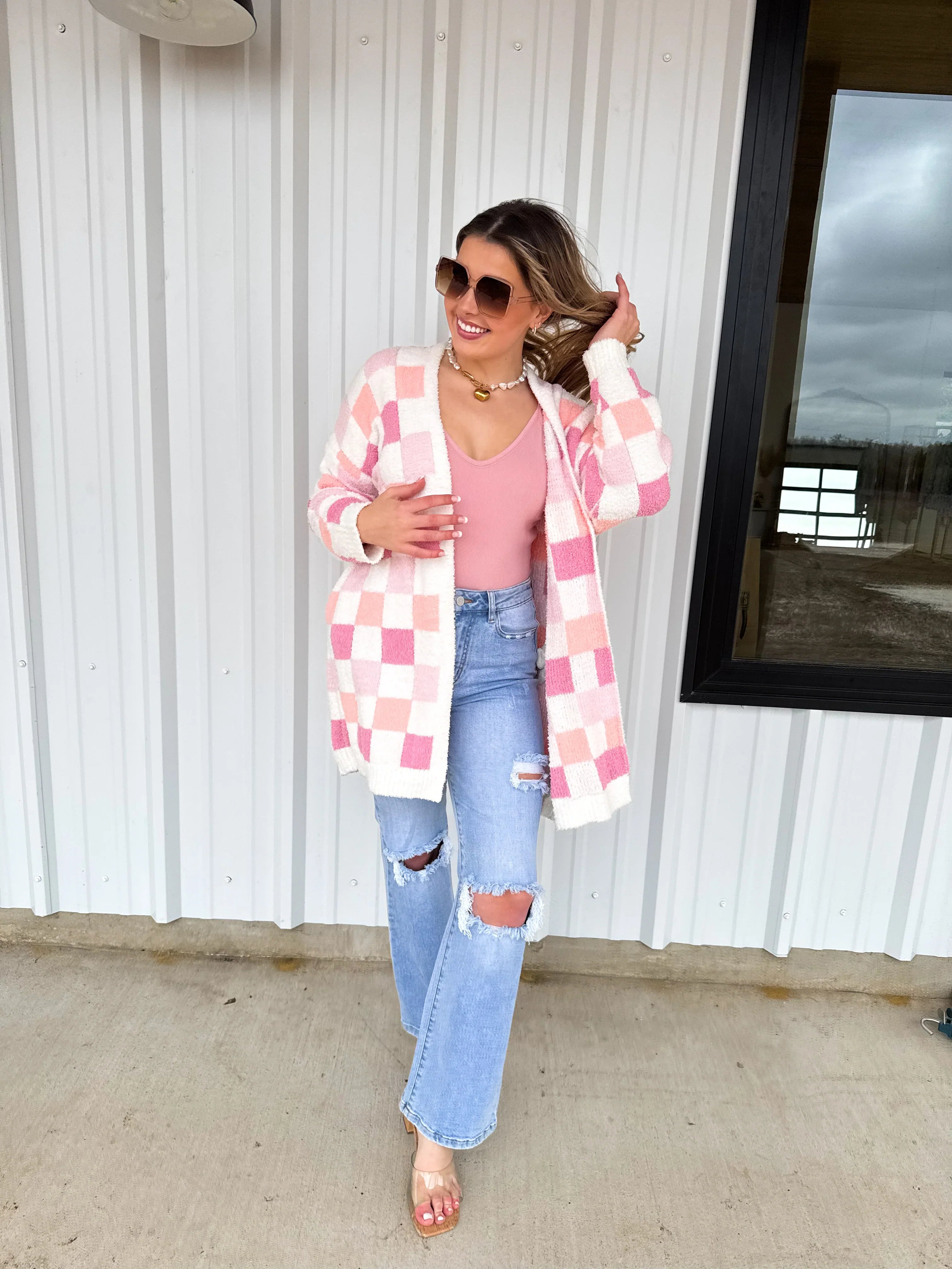 PREORDER: Easter Cloud Cardigan - Floral & Geometric Print Sweater | Cozy Spring Cardigan for Women | Perfect for Easter Brunch & Spring Outfits