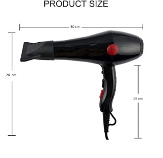 Professional 2000W Hair Dryer for Women & Men - Hot & Cold Air Settings, 2 Speed Options, Extra Nozzle for Powerful Blow Drying (Black) | Salon-Quality Styling at Home, Travel & Daily Hair Care