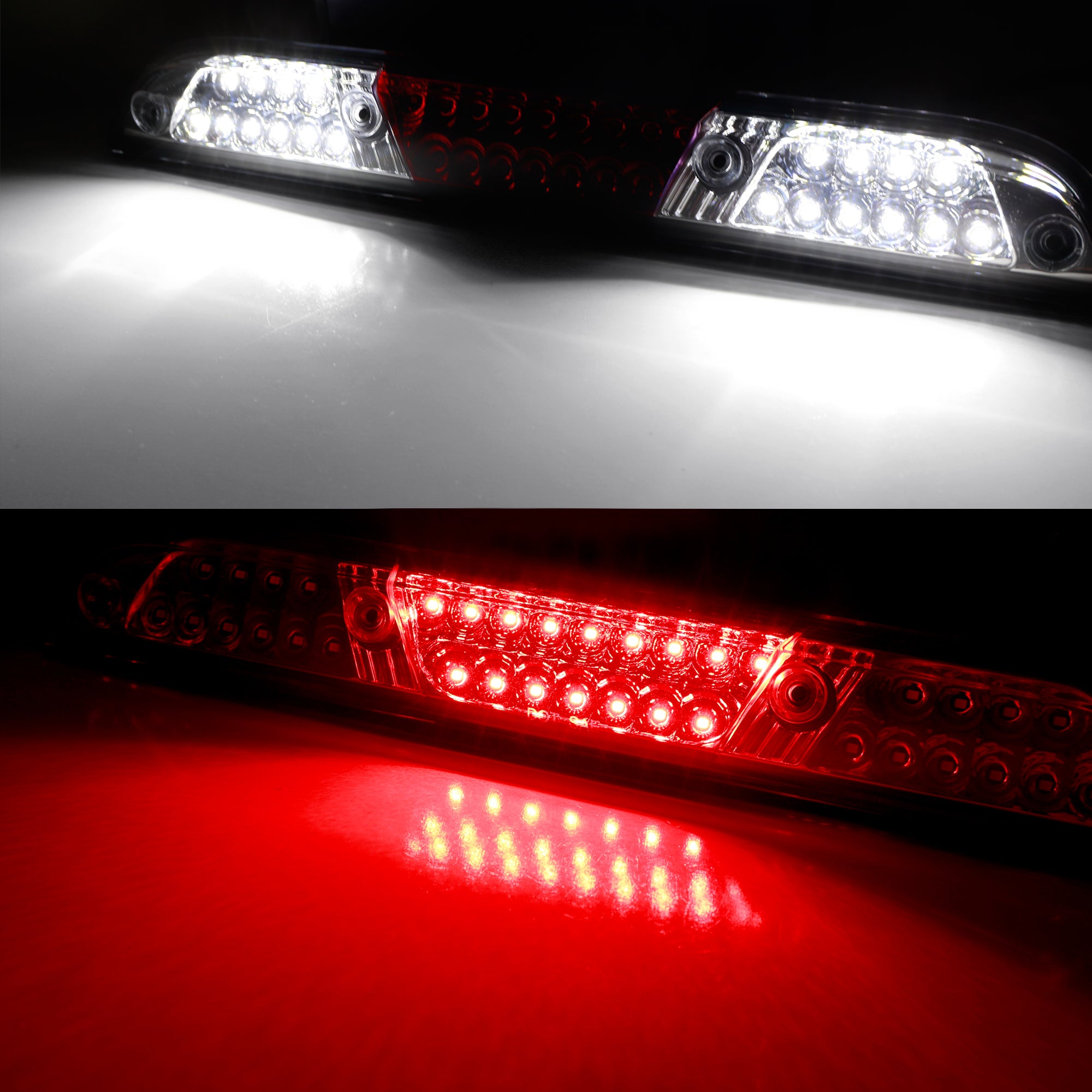 Clear/Red F1 Strobe LED High Mount 3rd Brake Light Compatible with 2015-2020 Ford F150, F250, Ranger - Enhanced Safety & Visibility for Trucks, Off-Roading & Night Driving