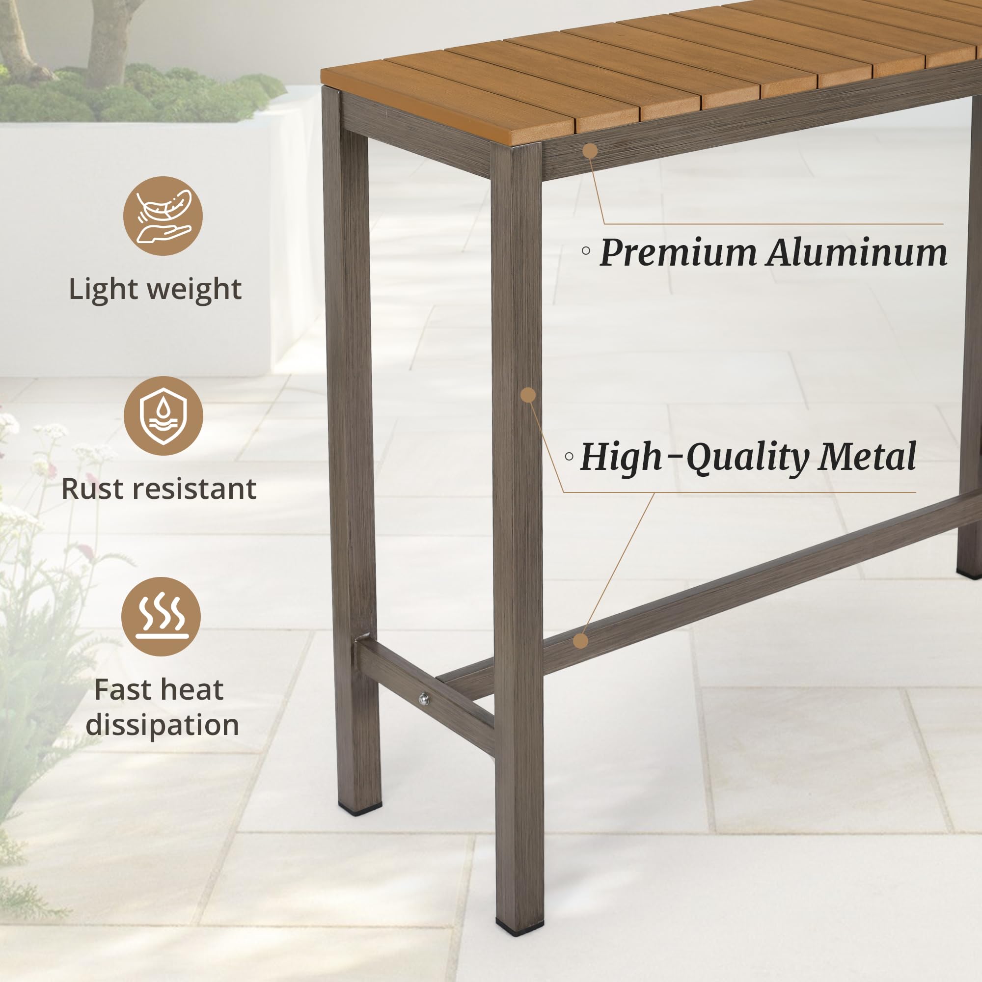 3-Piece Outdoor Bar Height Table and Chairs Set - 55