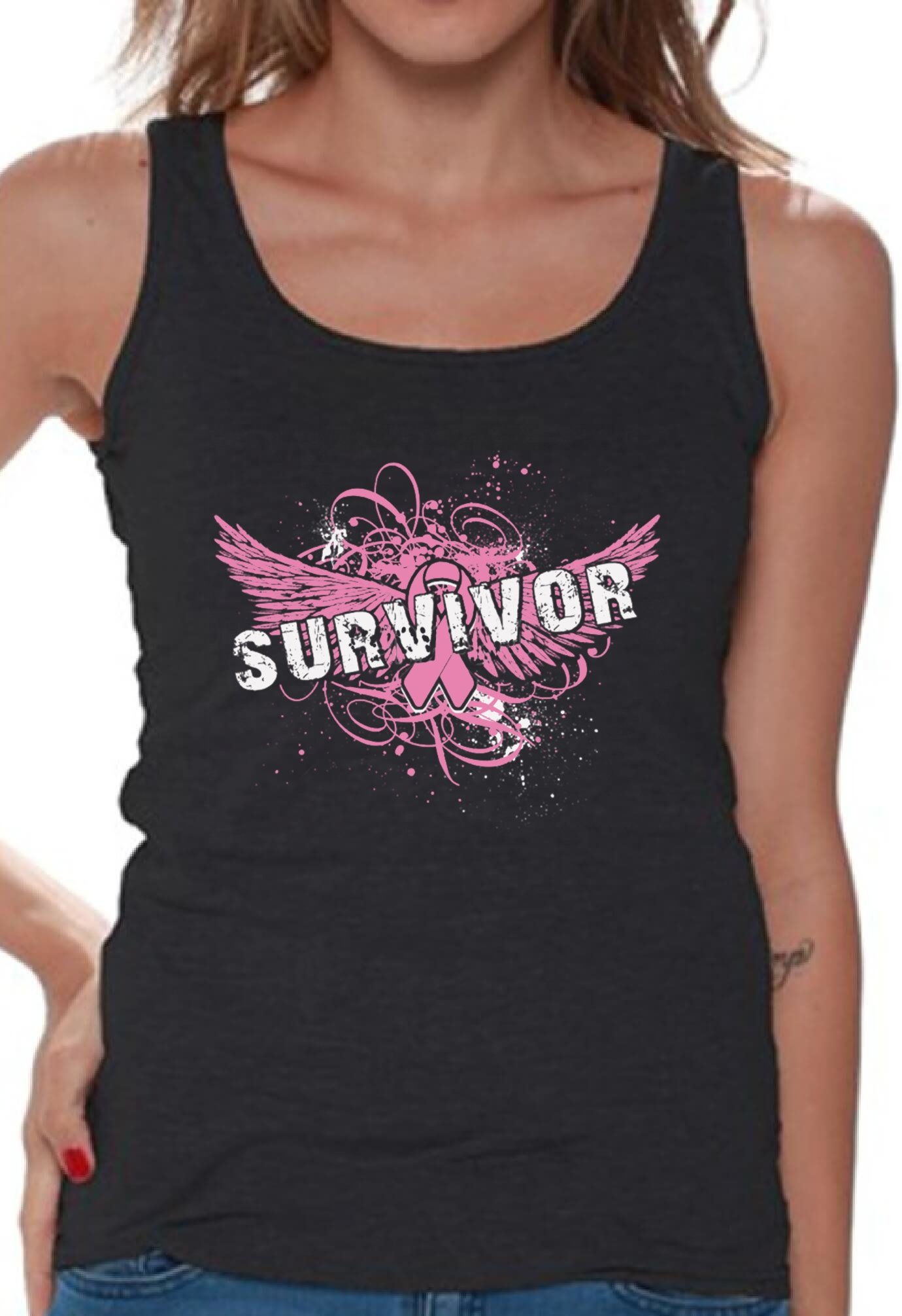 Women's Survivor Pink Ribbon Tank Top - Soft Breathable Workout Shirt for Breast Cancer Awareness & Support | Gym, Running, Yoga, Everyday Wear
