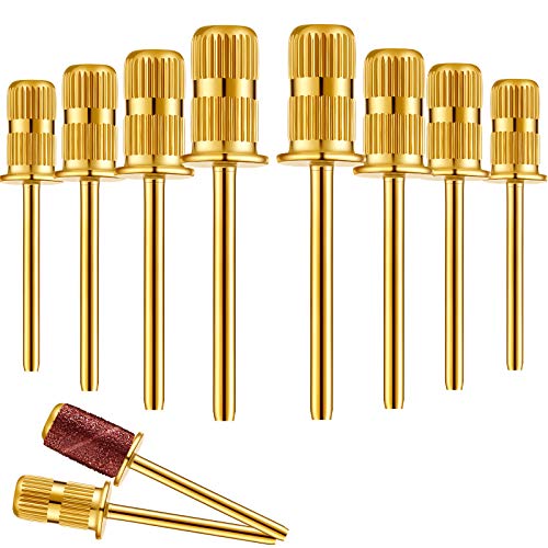 20Pcs Gold Nail Drill Bits Replacement Heads for Electric Nail File - Sanding Bands & Shafts for Professional Manicure & Pedicure - Perfect for Salon, Home Use & DIY Nail Art