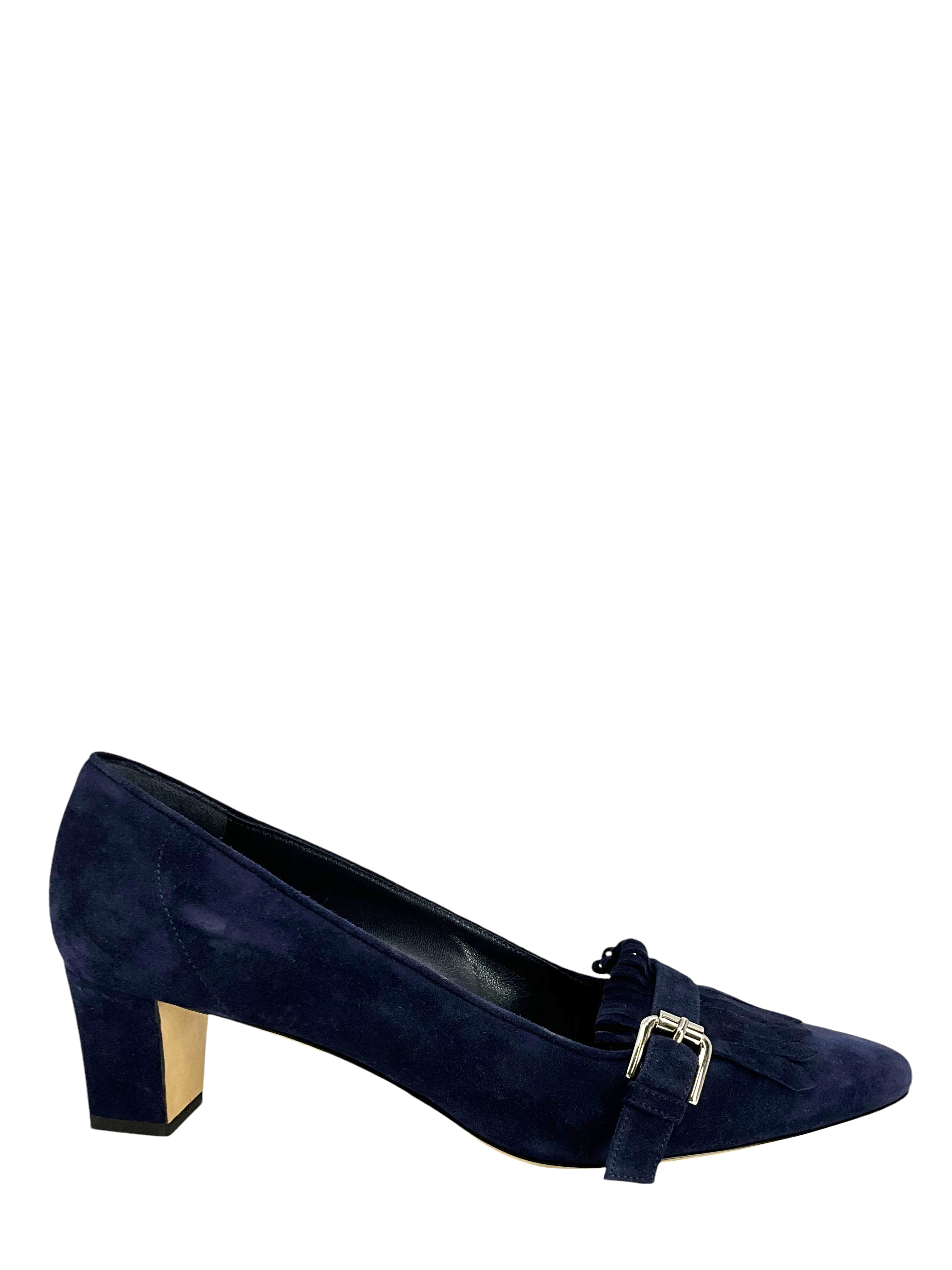 Manolo Blahnik Suede Buckle Tassel Pumps Women's Size 9.5 | Luxury Designer Heels for Weddings, Parties & Evening Events