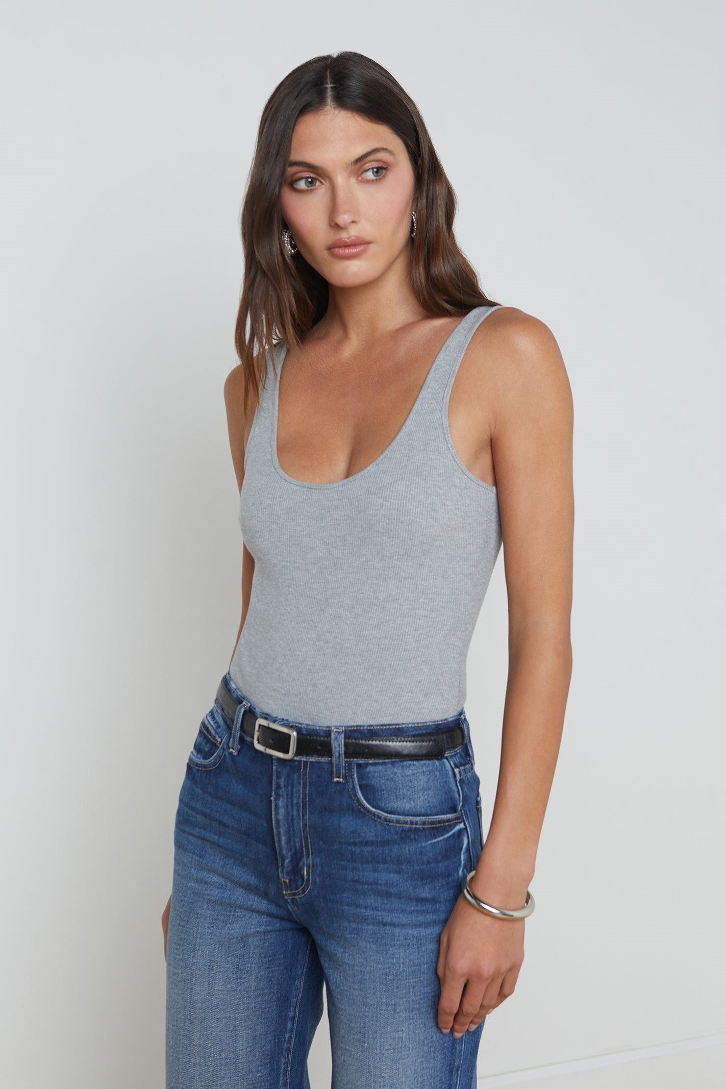 L'Agence Nica Scoop Neck Bodysuit for Women - Stretchy Seamless Bodysuit Top for Layering, Tucking & Everyday Wear | Perfect Under Blazers, Skirts & Jeans