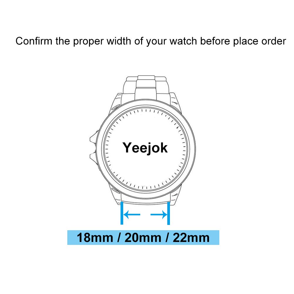 YEEJOK 20mm Watch Band Links - Compatible with Garmin Samsung Fossil - for Men & Women - Perfect for Smartwatch Strap Replacement