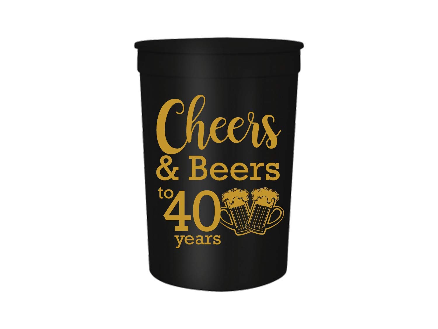 40th Birthday Party Cups - Set of 12 Black & Gold 16oz Stadium Cups for 40th Birthday Celebrations, Decorations & Beer Parties - Perfect for Milestone Birthdays, Anniversaries & Sports-Themed Events