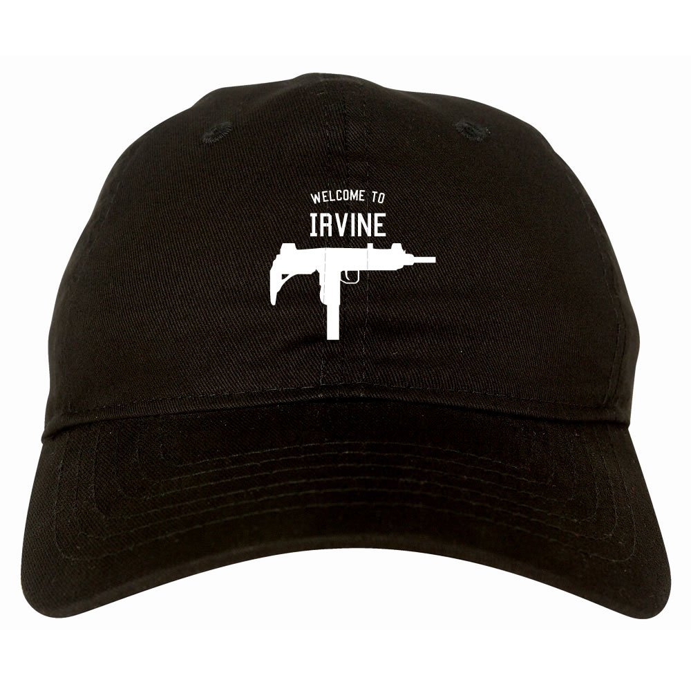 Kings Of NY Welcome to Irvine Uzi Machine Gun California 6 Panel Dad Hat - Vintage Baseball Cap for Men, Streetwear Fashion Accessory - Perfect for Hip-Hop Fans, Urban Style & Casual Outfits