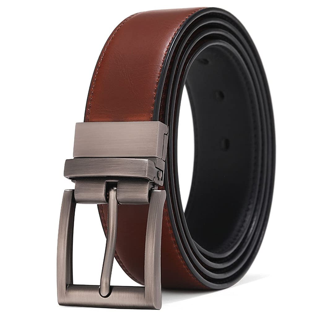 **KAPOHU Reversible Leather Belt for Men - Casual & Dress Belt for Jeans, Trousers | Perfect for Office, Business, and Everyday Wear**