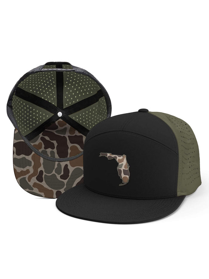 FloGrown FGH 326 Florida Flag Performance Hat - Camo Black for Outdoor Sports & Casual Wear