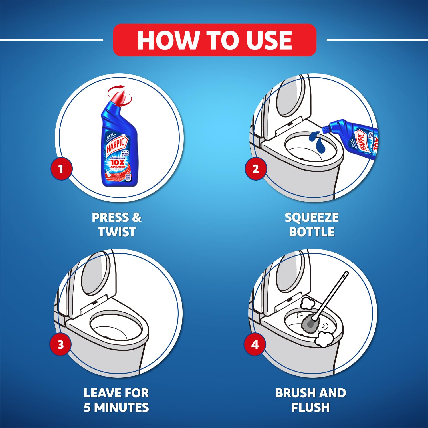 Harpic Original Disinfectant Toilet Cleaner Liquid - 1 Liter | Powerful Germ-Killing Formula for Sparkling Clean Toilets | Ideal for Bathrooms, Restrooms & Household Sanitation