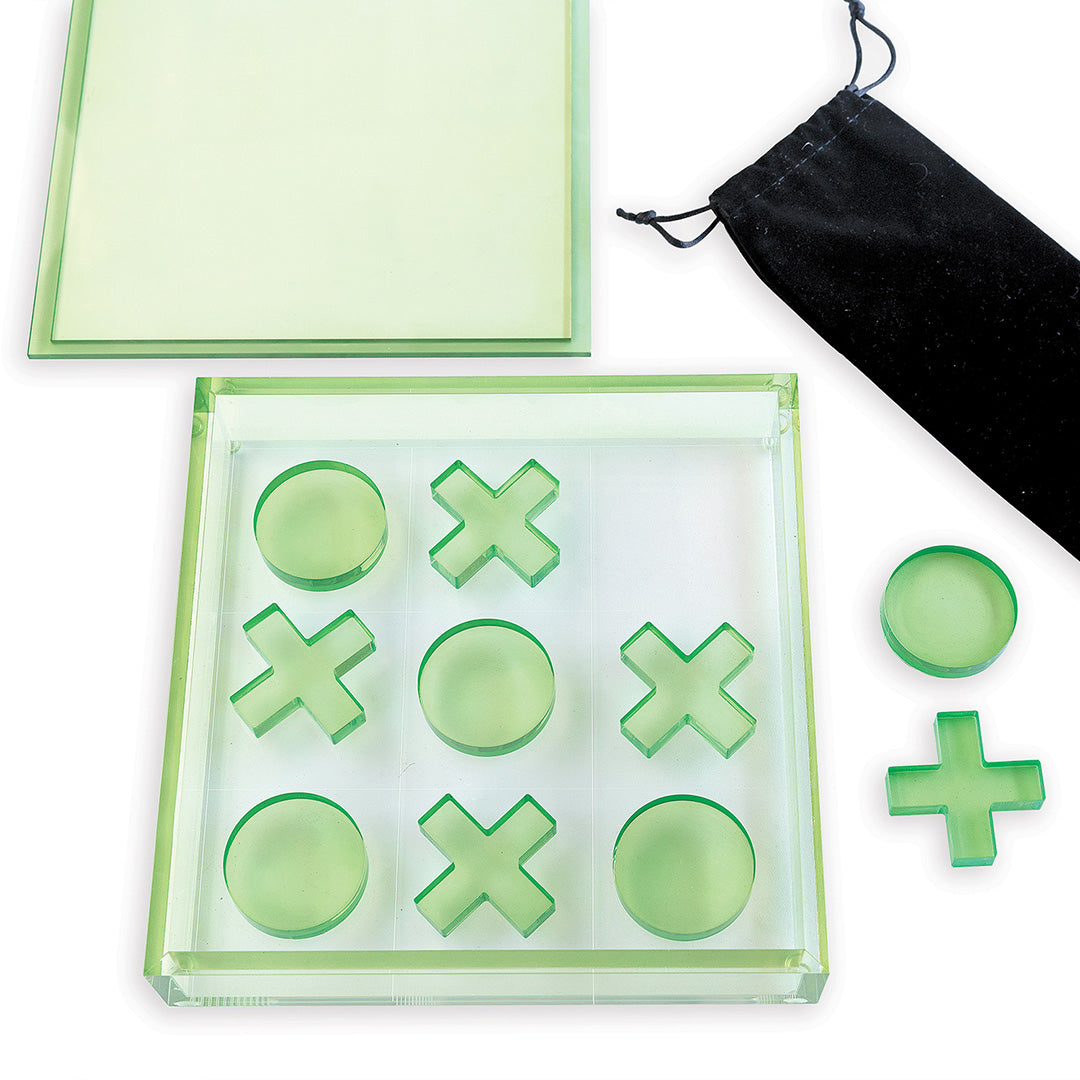 Premium Wooden Tic Tac Toe Game Set - Eco-Friendly Green Board with Natural Wood Pieces - Fun Family Board Games for Kids & Adults - Perfect for Travel, Camping, and Indoor Family Game Nights