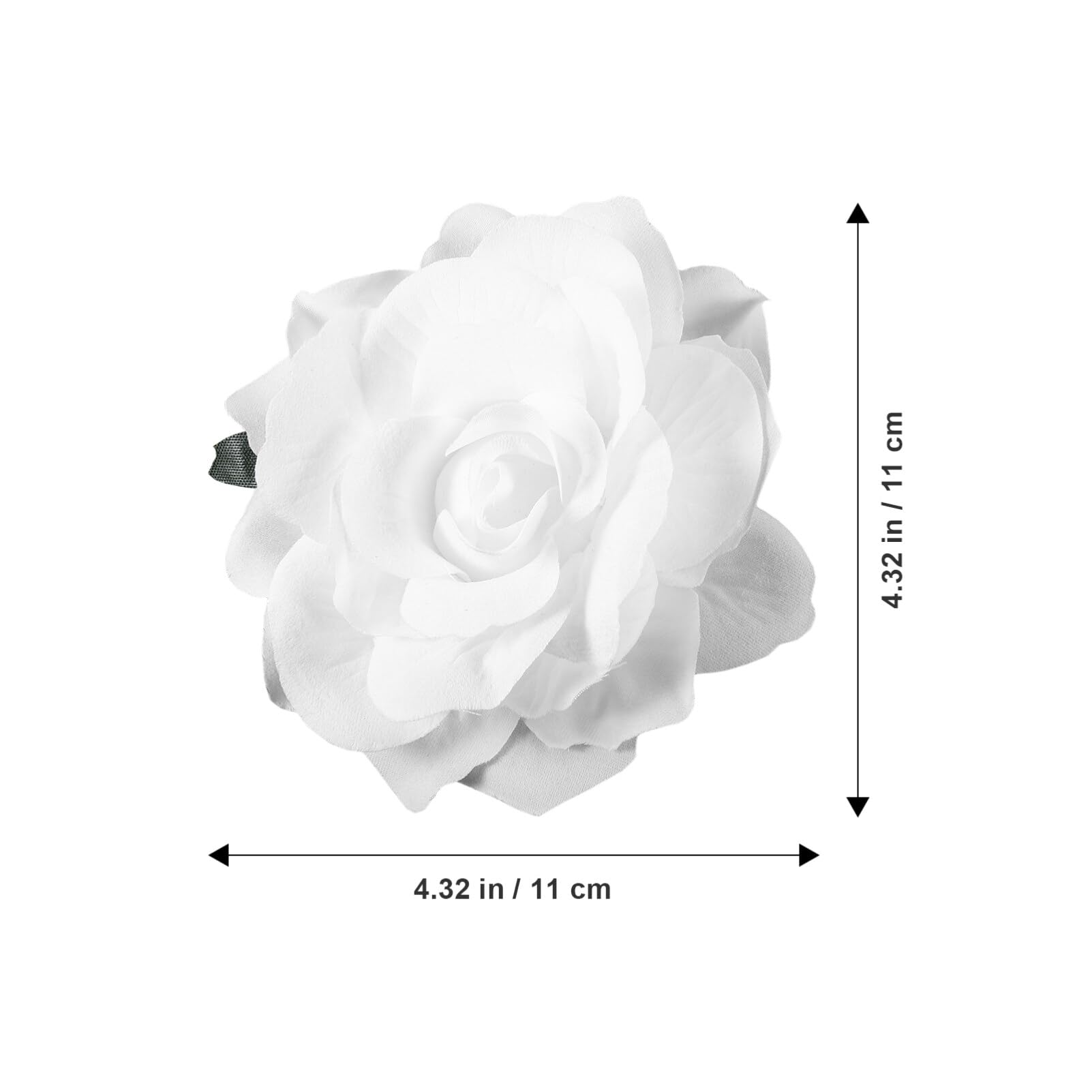 Minkissy White Rose Hair Clip & Brooch 2-in-1 for Women - Flamenco Dancer Pin Up Hair Accessory for Wedding, Party, Prom, and Special Occasions (White)