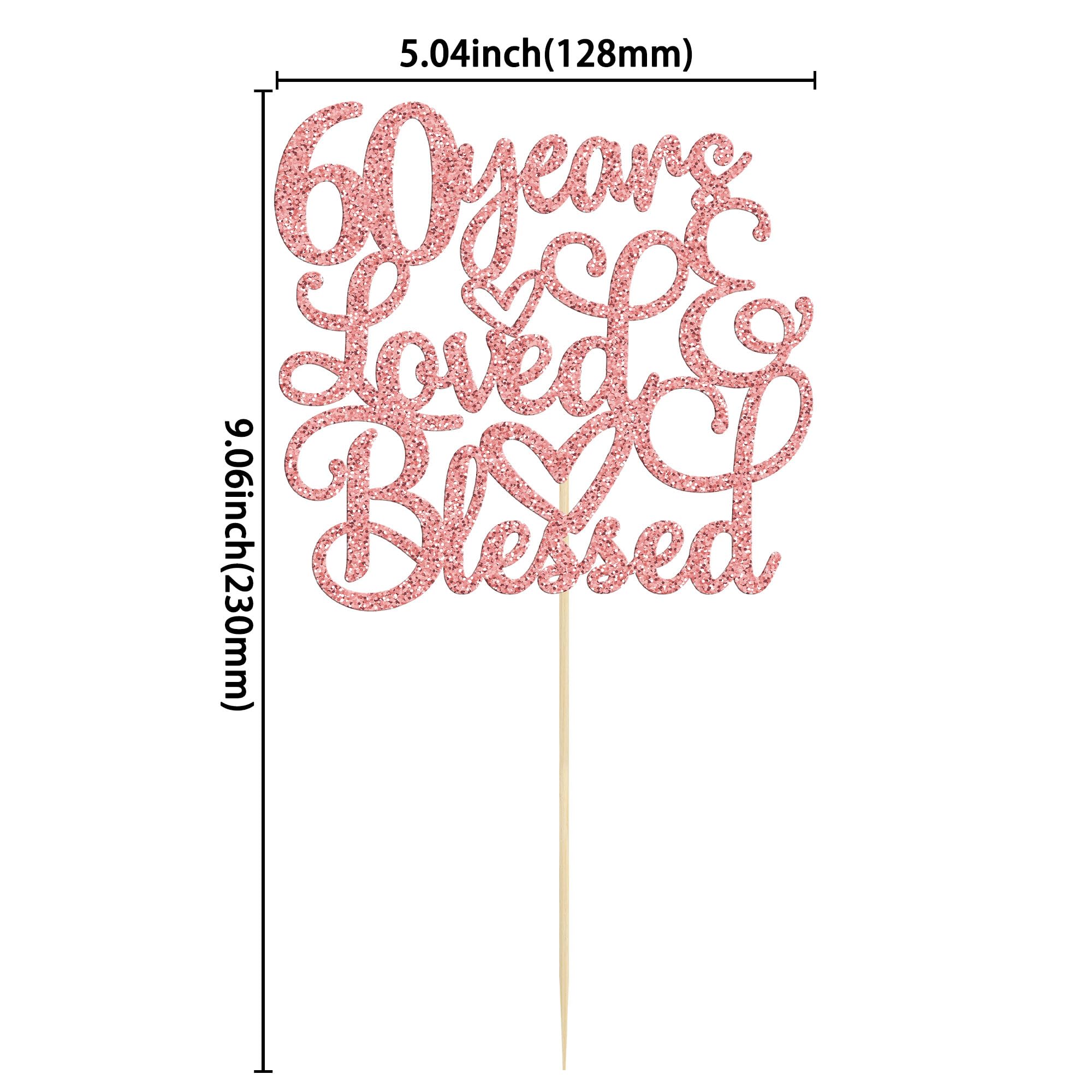 Rose Gold Glitter 60th Birthday Cake Topper - Cheers to 60 Years Anniversary Decor for Wedding, Party & Celebration Supplies | Perfect for Milestone Birthdays & Golden Anniversaries
