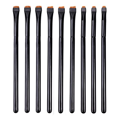 RMISODO 9-Piece Professional Makeup Brush Set - Ultra Thin Slanted Eyeliner Brush, Flat Eyebrow Concealer Brush, Precision Lash Liner Brush for Liquid, Powder, Cream & Cake Cosmetics - Perfect for Everyday Makeup, Contouring & Professional Makeup Artists