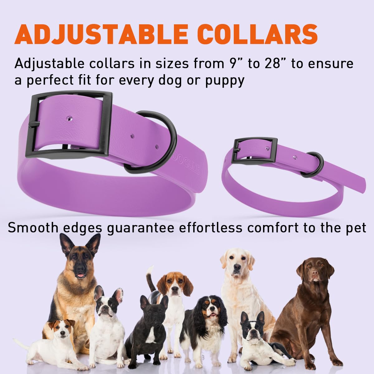 **Premium Waterproof Biothane Dog Collar - Durable Coated Nylon Webbing with Black Hardware | Odor-Proof, Easy to Clean & Low Maintenance | Fits Small, Medium & Large Dogs | Amethyst Purple | Perfect for Outdoor Adventures, Hiking & Swimming**