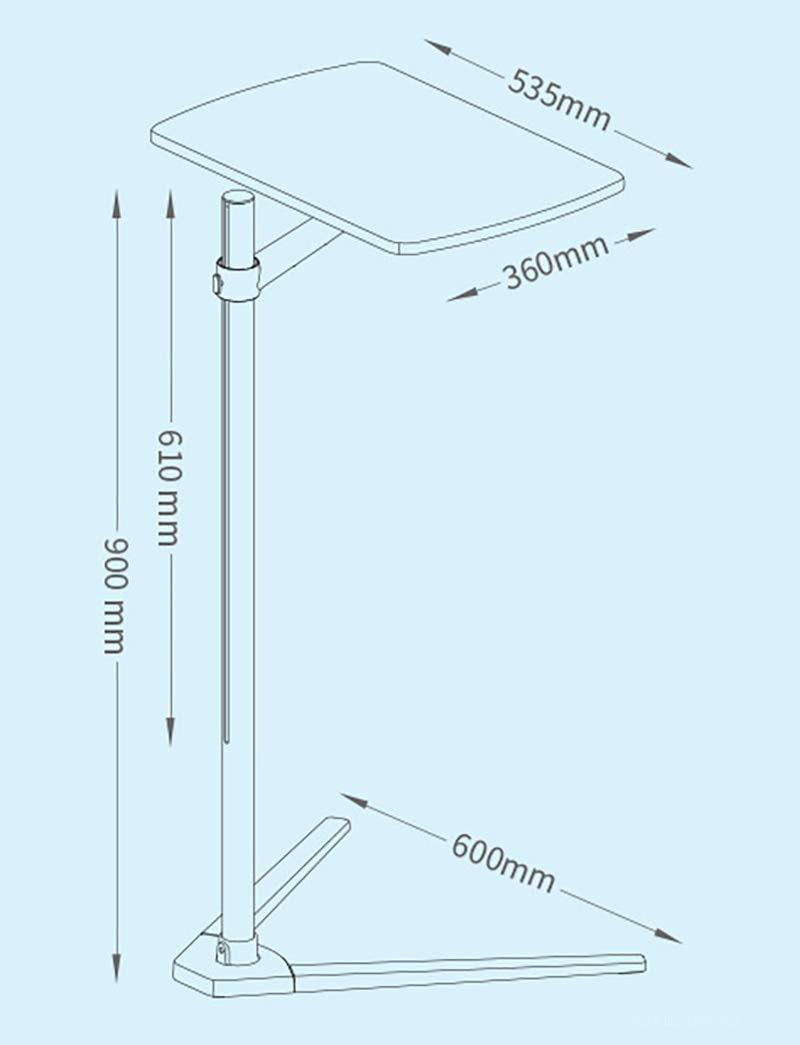Adjustable Aluminum Laptop Floor Stand (7-20 Inch) - Height Adjustable Bedside & Sofa Desk for Notebook, Tablet PC - Silver | Perfect for Home Office, Bedroom Workspace & Living Room Use