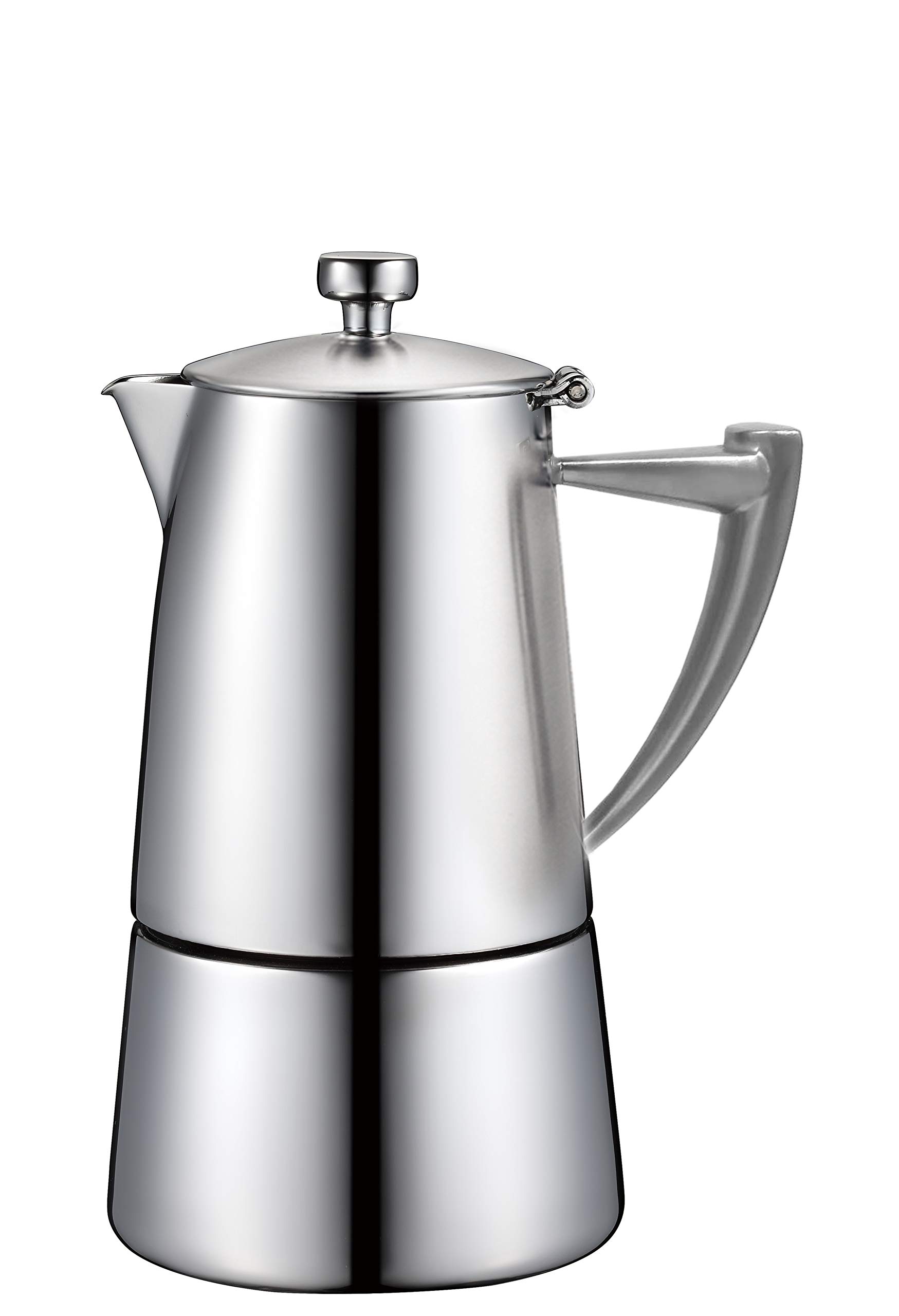 CUISINOX Roma Satin Stainless Steel Moka Pot Stovetop Espresso Maker - 4 Cup (6 oz) Italian Coffee Maker for Home & Office - Perfect for Espresso, Cappuccino & Latte