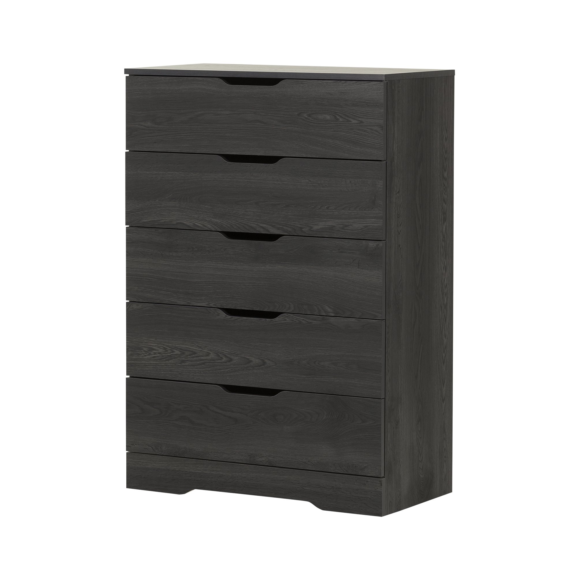South Shore Trinity Collection 5-Drawer Dresser in Gray Oak with Cutout Handles - Modern Bedroom Storage Solution for Organizing Clothes & Accessories