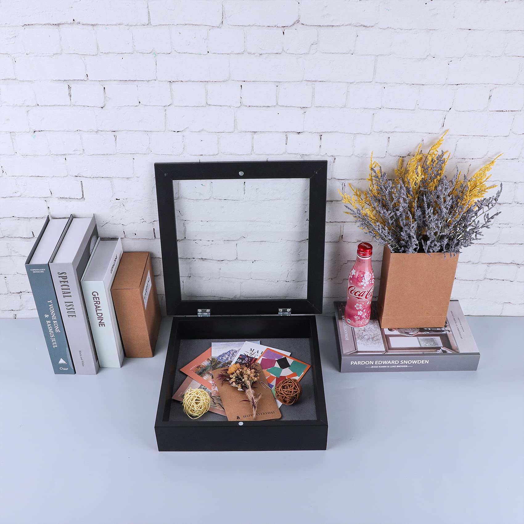 Golden State Art 11x11 Shadow Box Frame Display Case - 2 Inch Depth, Black (2 Pack) - Perfect for Collages, Collections, Mementos, Wedding Decor, Graduation Keepsakes & Wall Display