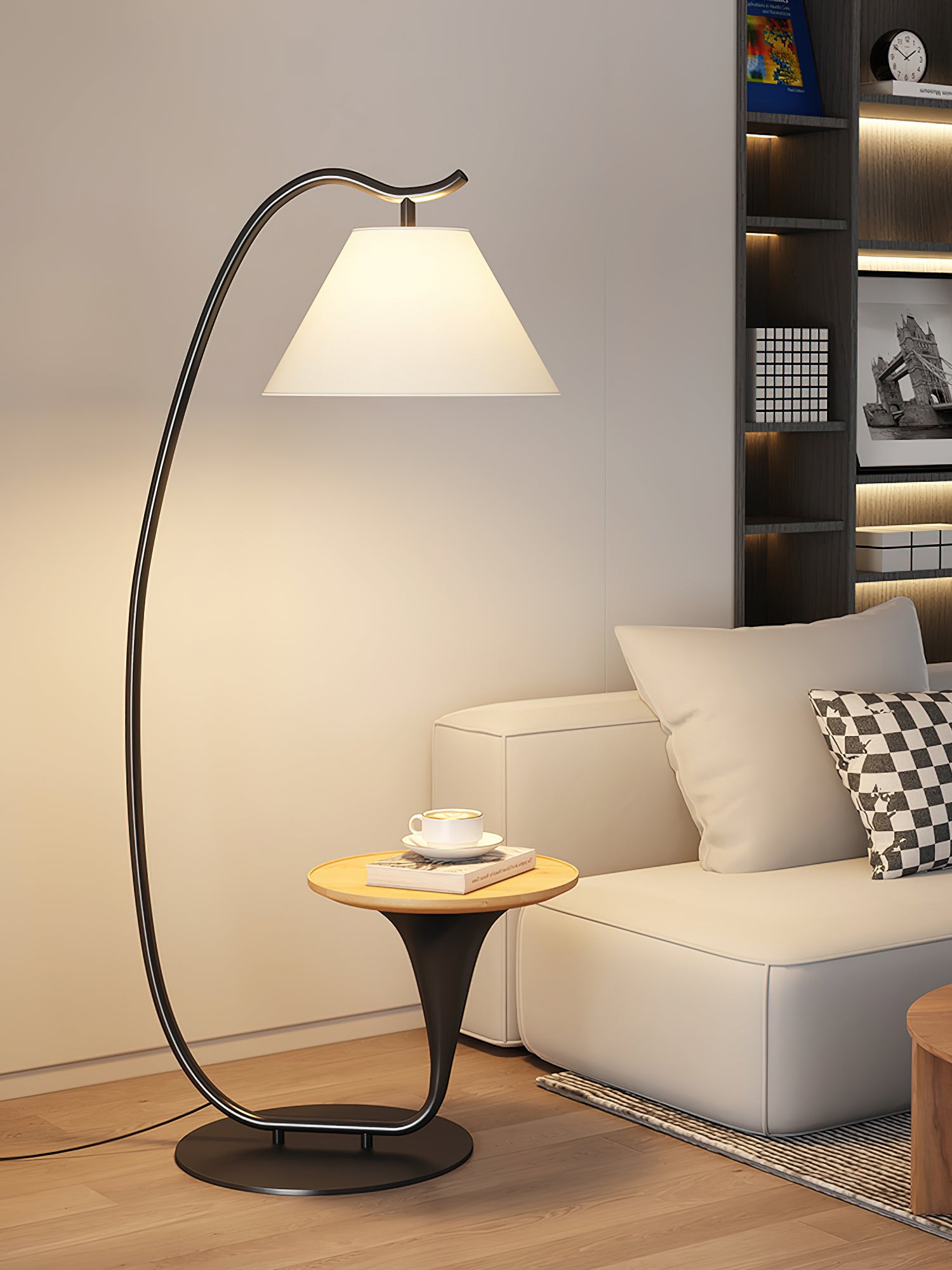 Modern Curvature Floor Lamp - Adjustable LED Standing Light for Living Room, Bedroom & Office - Stylish Home Decor Lighting with Remote Control & Dimmable Brightness - Perfect for Reading, Relaxing & Ambiance