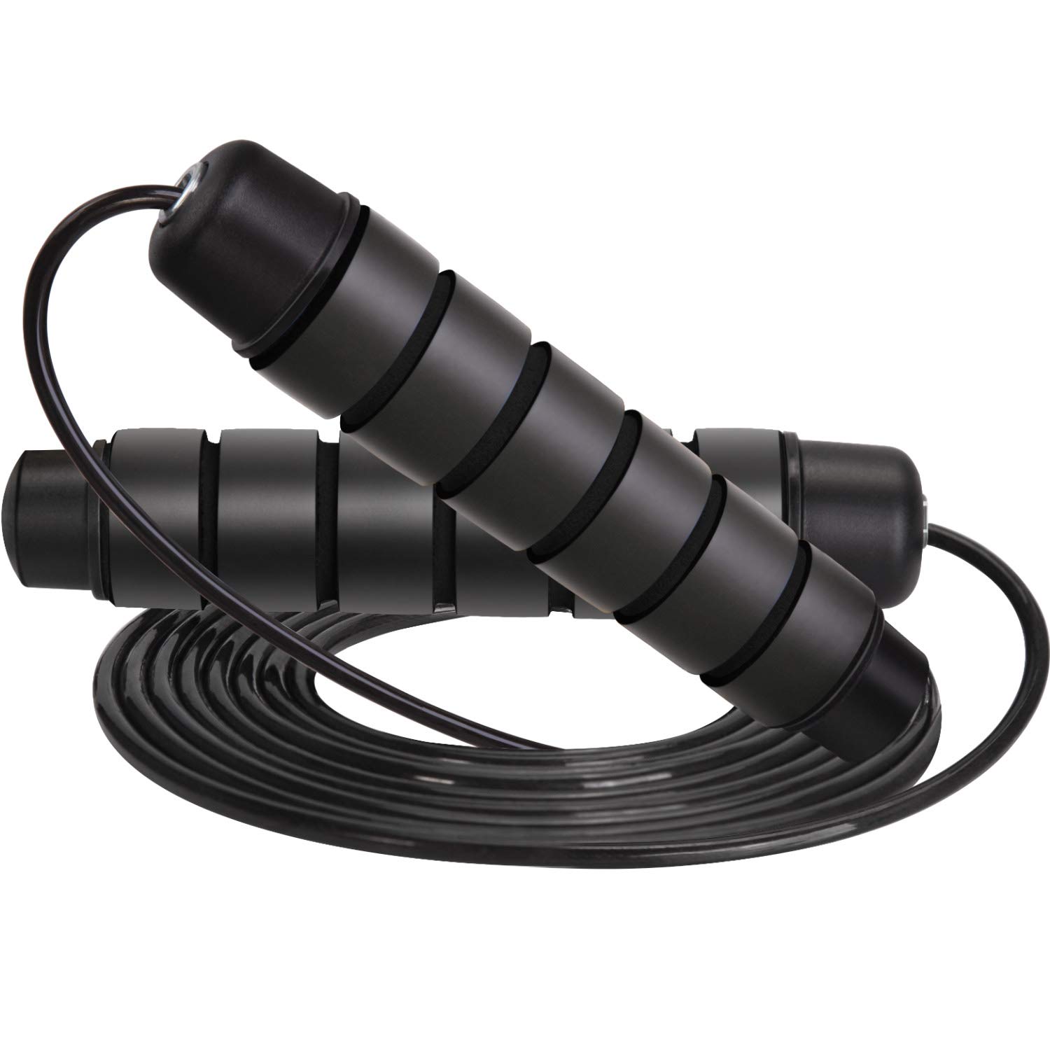 FutureCharger Tangle-Free Ball Bearing Speed Jump Rope for Men & Women - Adjustable Cable Skipping Rope with Memory Foam Handles for Fitness, Exercise & Workout - Ideal for Home Gym, Cross Training & Boxing (Black)