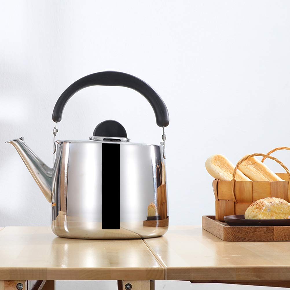 Premium Stainless Steel Whistling Tea Kettle - 2.5L Large Capacity Stovetop Teapot with Ergonomic Handle for Coffee & Tea Brewing - Perfect for Home Kitchen, Camping & Office Use