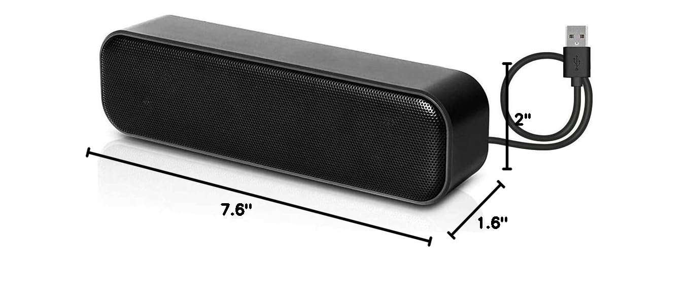 USB Powered Computer Speakers - Wired Mini Sound Bar with Stereo Sound for Windows PC, Laptop, Desktop | Portable USB Speakers for Home Office, Gaming & Retail Checkout Counters