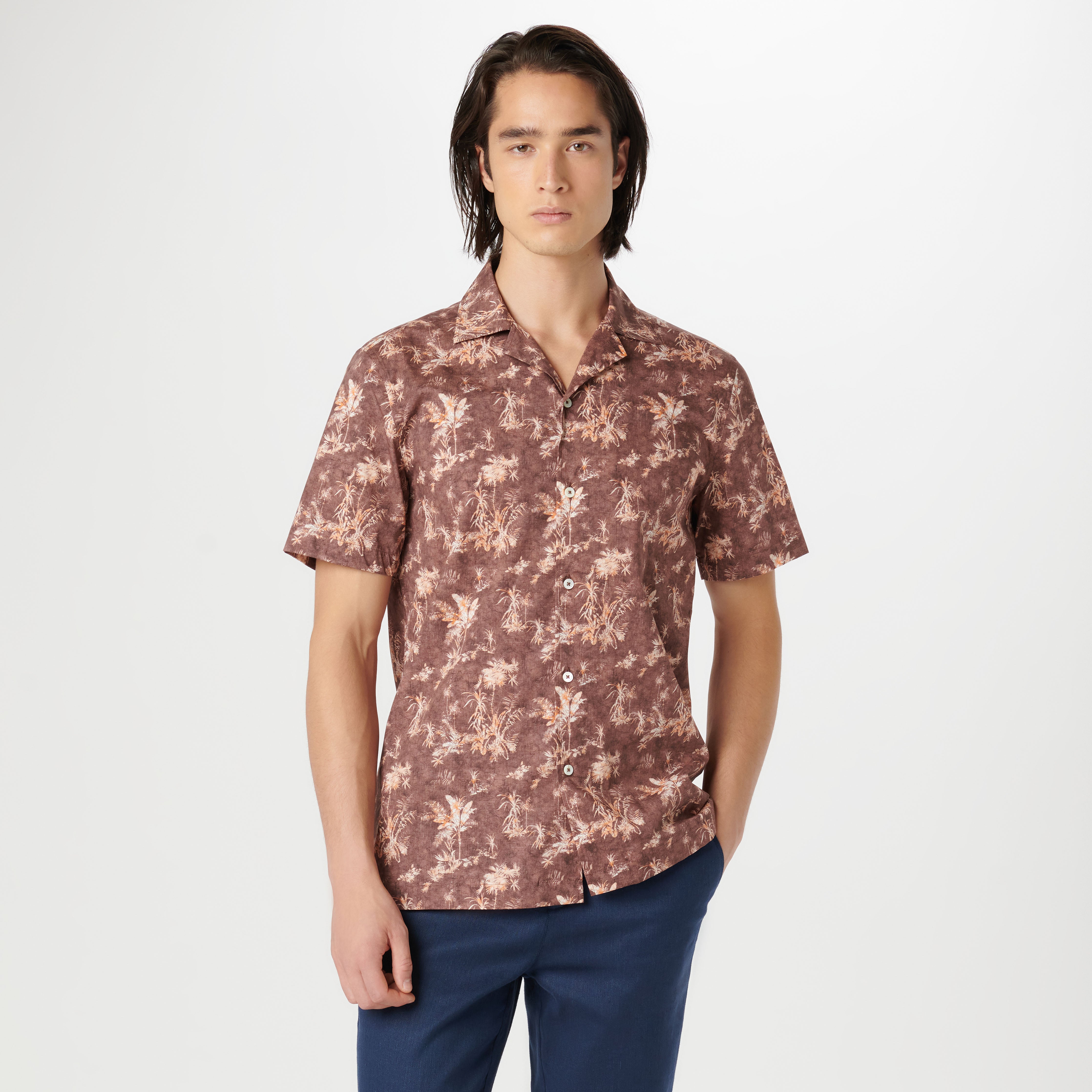Jackson Floral Short Sleeve Shirt for Men - Casual Hawaiian Summer Shirt with Tropical Print - Perfect for Beach, Vacation, and Outdoor Parties