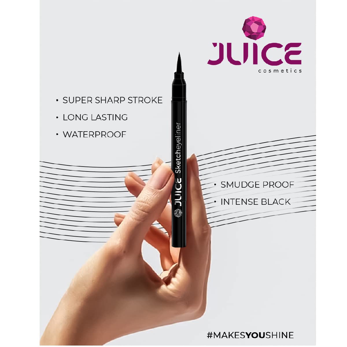 Waterproof & Smudge Proof Juice Sketch Eyeliner SE01 & Mascara MS04 Combo Pack of 2 - Black | Long Lasting Eye Makeup for Party, Wedding & Daily Wear