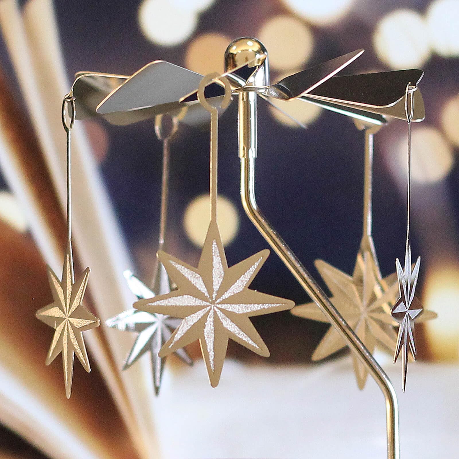 iLajao Metal Tealight Candle Carousel Holder - Rotary Spinning Christmas Decoration with Moravian Star Design for Holiday Tables, Valentine's & Easter Gifts | Perfect for Home Decor, Party Centerpieces & Festive Celebrations