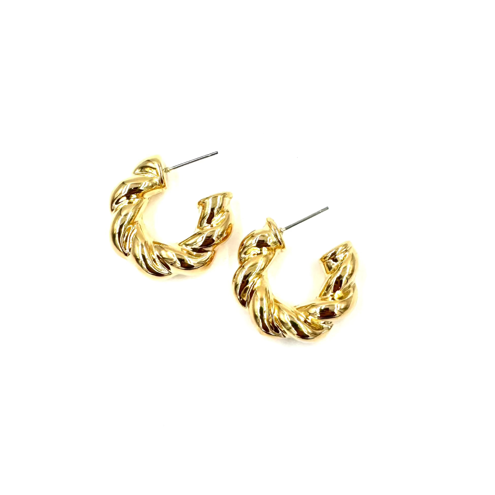 Ashley Gold Stainless Steel Gold Plated Twisted Puff Hoop Earrings for Women - Trendy Chunky Statement Jewelry for Party, Wedding & Everyday Wear