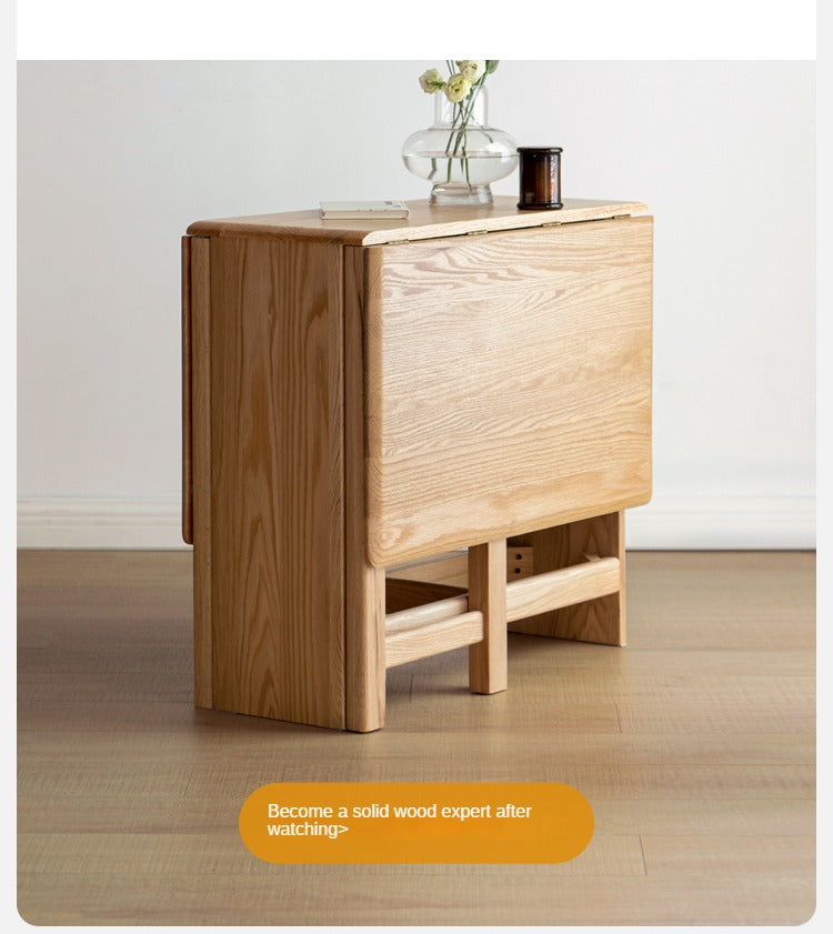 **Solid Oak Wood Extendable Dining Table - Expandable for 6 to 8 Seats - Perfect for Small Spaces & Entertaining Guests**