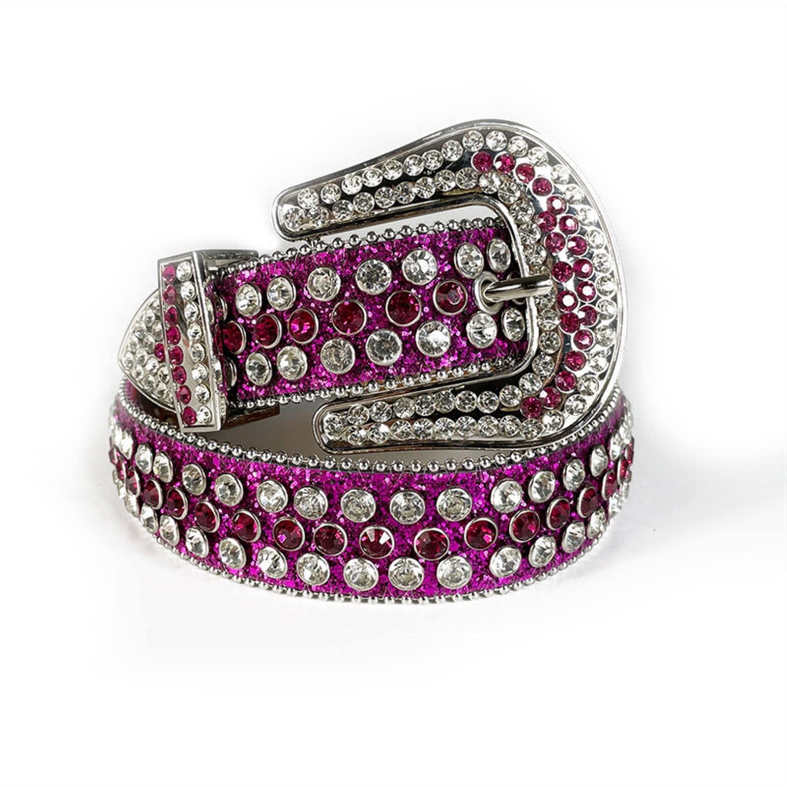 Women's & Men's Rhinestone Crystal Studded Shiny Buckle Belt - 38 Inch Purple Fashion Accessory for Parties, Weddings & Evening Outfits