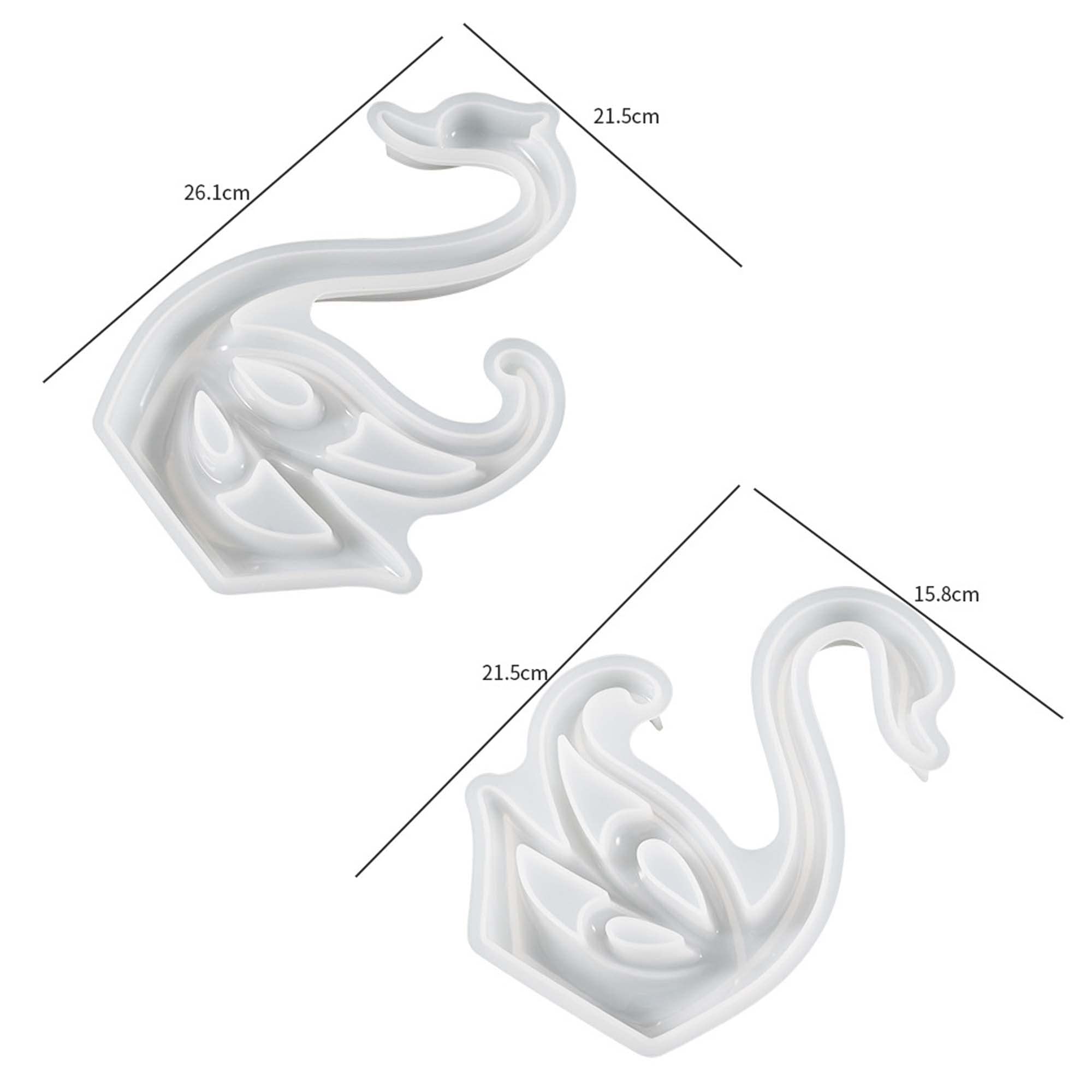2 Pack Swan and Dragon Silicone Mold Set - 3D Resin Mold for Candle Making, Clay Crafts, Cake Decorating - DIY Home Decor, Wedding Favors, Party Supplies