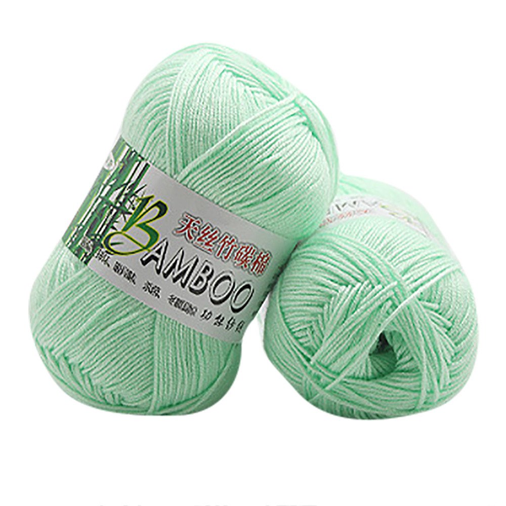 Povvinmg Knitting Yarn for Beginners - 100% Soft Bamboo Cotton Natural Wool (50g) - Warm & Durable Crochet Yarn for Knitwear, Scarves, Hats & DIY Home Textiles - Hand Knitting Yarn for Adults (Size C, One Size)