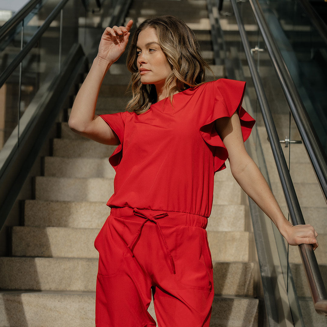 Crimson Jumpsuit for Women - Stylish & Comfortable One-Piece Outfit for Work, Casual Wear & Evening Events