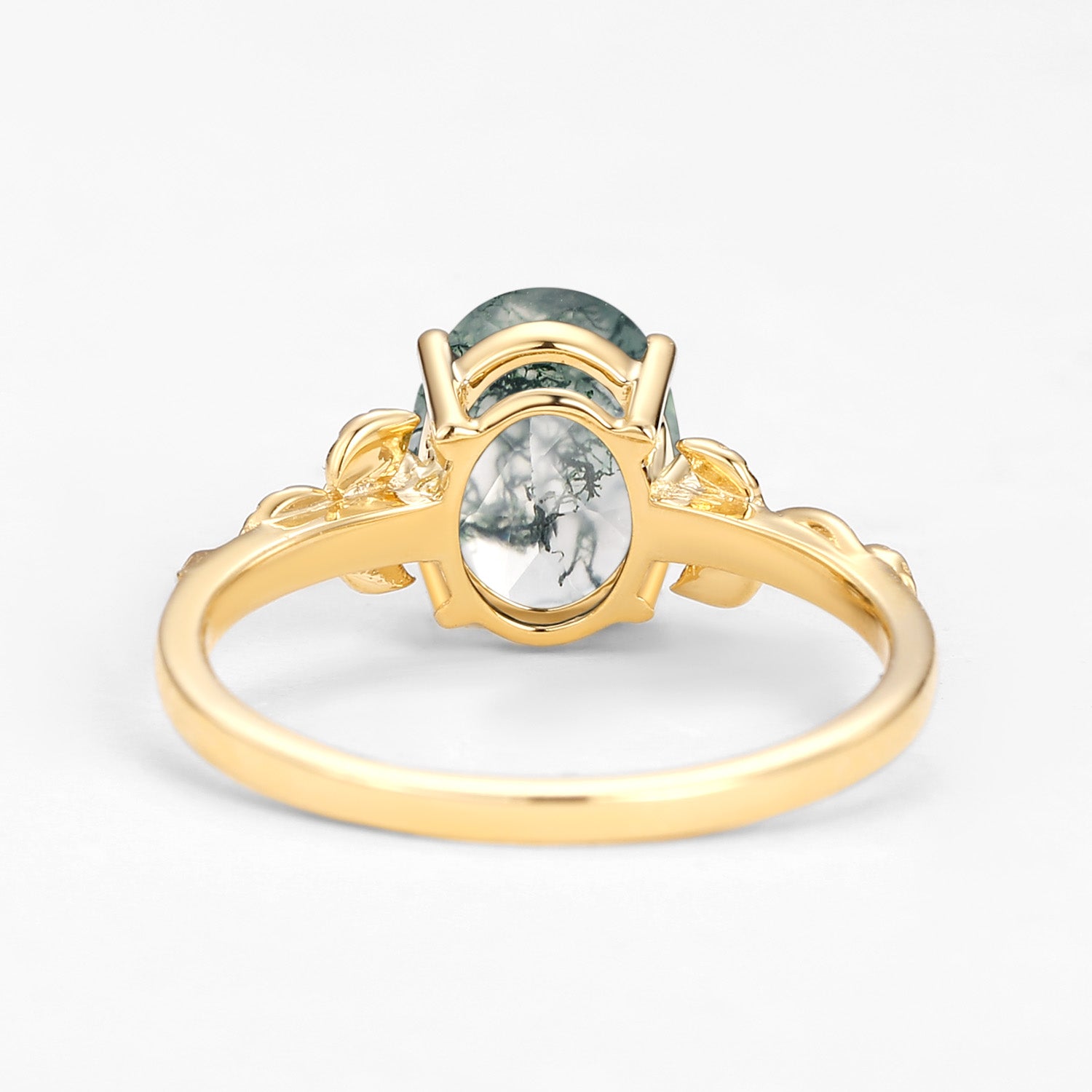 Elegant Moss Agate Oval Leaf Engagement Ring for Women - Perfect for Wedding, Proposal & Anniversary Gifts
