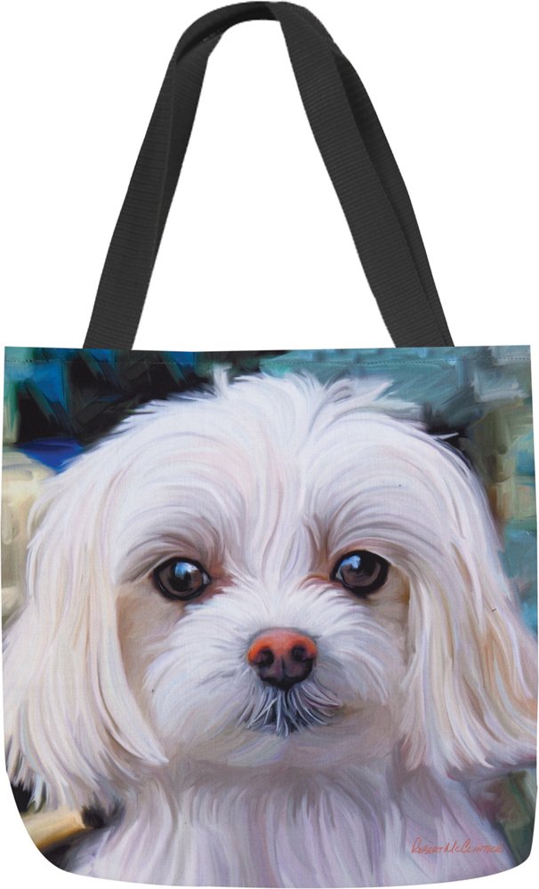 Little Lord Malty Maltese 18 Inch Decorative Tote Bag for Women - Stylish Canvas Handbag for Shopping, Beach & Daily Use