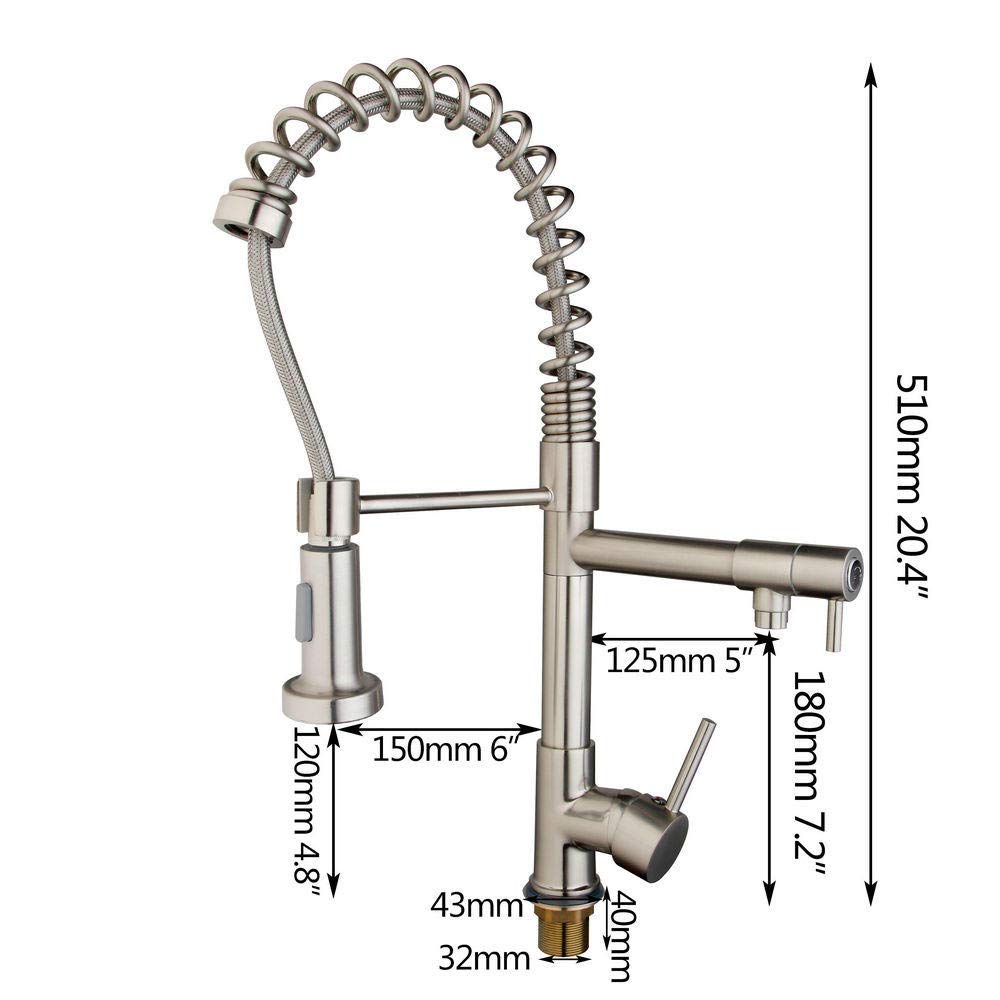 2-in-1 Brushed Nickel Pull Down Kitchen Faucet with Sprayer - Modern Vessel Sink Mixer Tap for Bathroom & Kitchen Renovation | Perfect for Washing Dishes, Filling Pots & Cleaning Vegetables