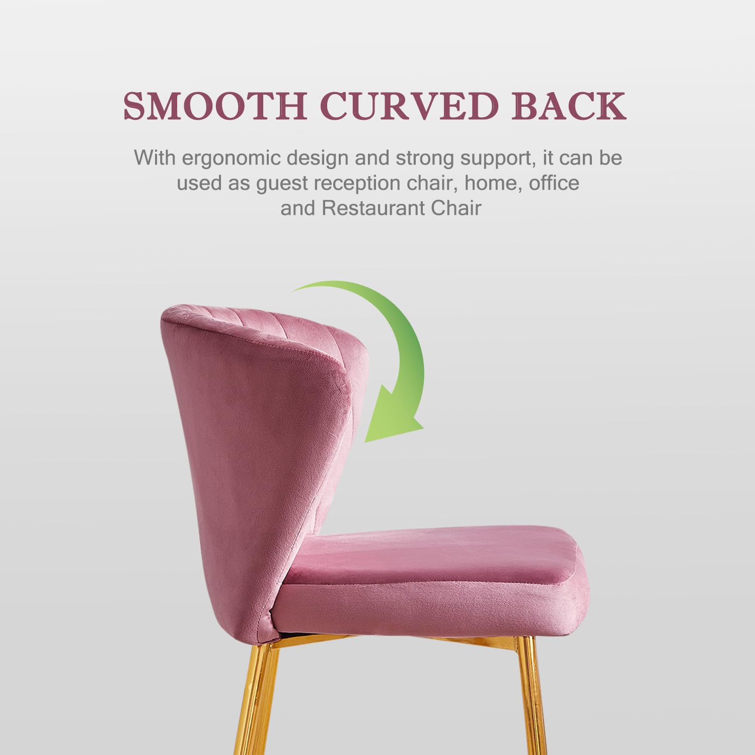 Luxury Velvet Dining Chairs Set of 4 - Tufted Upholstered Mid Century Modern Chairs with Golden Metal Legs for Dining Room, Kitchen, Living Room (Pink) | Elegant Home Decor & Dinner Party Seating