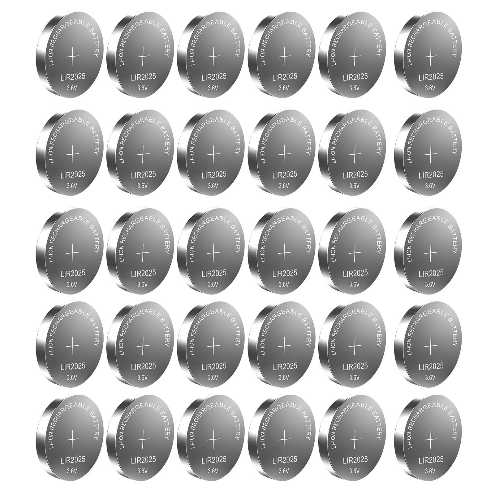 LIR2025 Rechargeable Lithium Button Cell Batteries - 3.6V 35mAh (5/10/15/20/25/30pcs) - Replacement for CR2025 - Perfect for Watches, Key Fobs, Calculators & Electronic Devices
