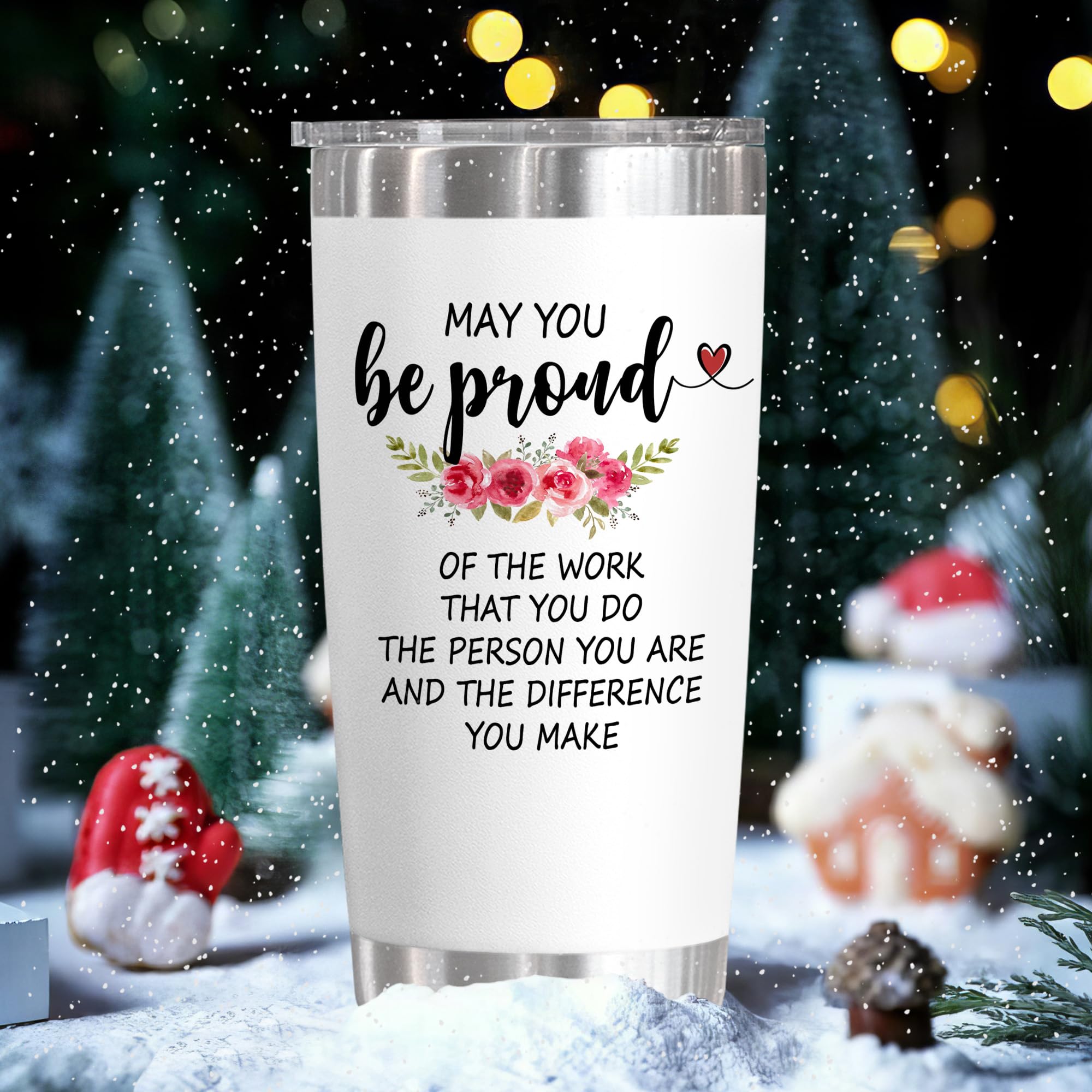 OASSIE 20 oz Stainless Steel Insulated Coffee Tumbler with Lid - Inspirational Gift for Women, Mothers Day, Teachers Day, Birthday, Coworkers, Friends - Perfect for Office, Travel, and Daily Use